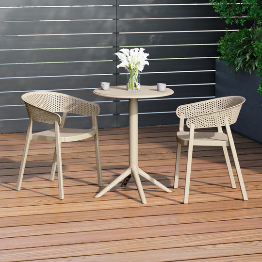 Playa 3-Piece Outdoor Resin Patio Bistro Table Set with Stackable Patio Dining Side Chairs