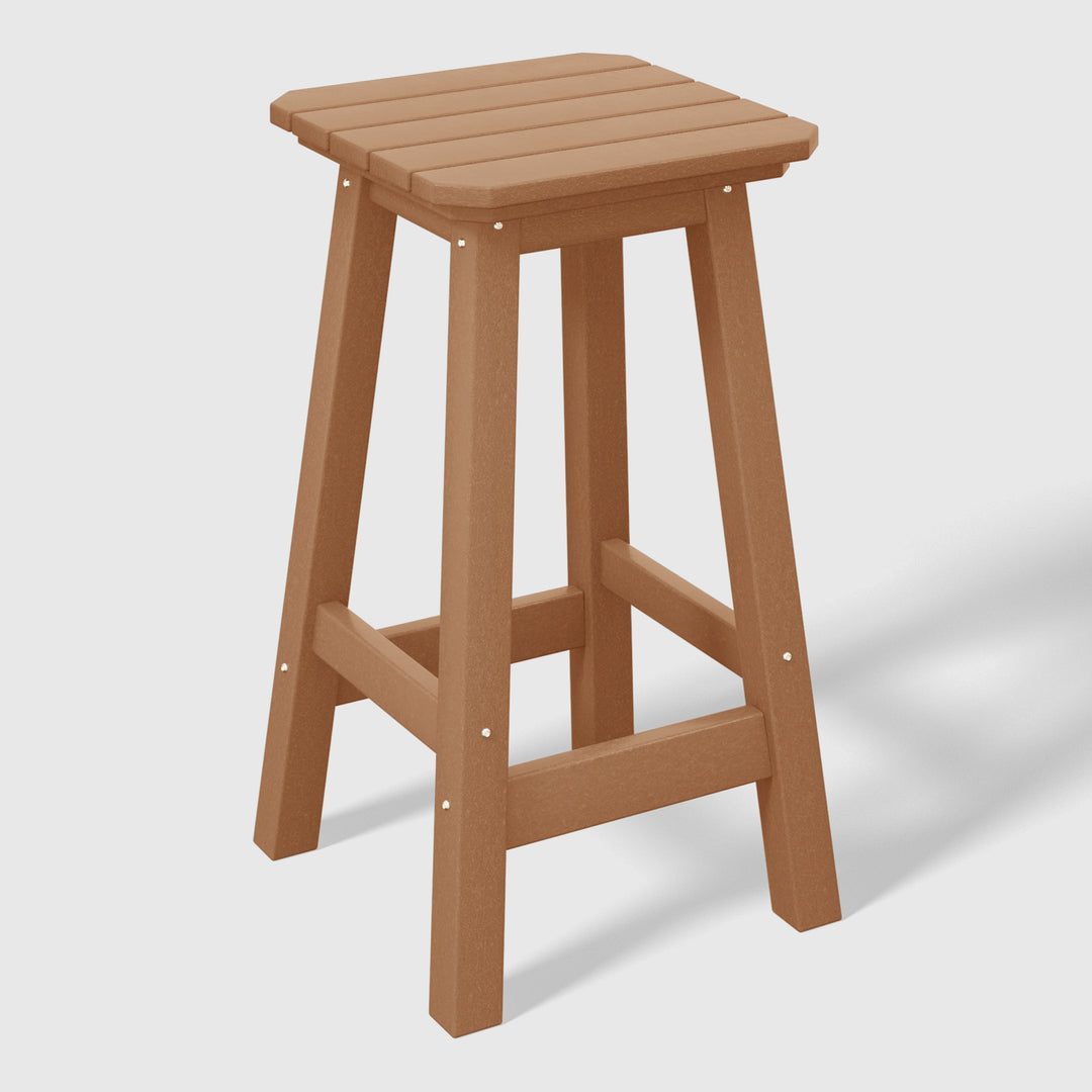 Malibu 24" HDPE Outdoor Patio Counter High Backless Square Bar Stool