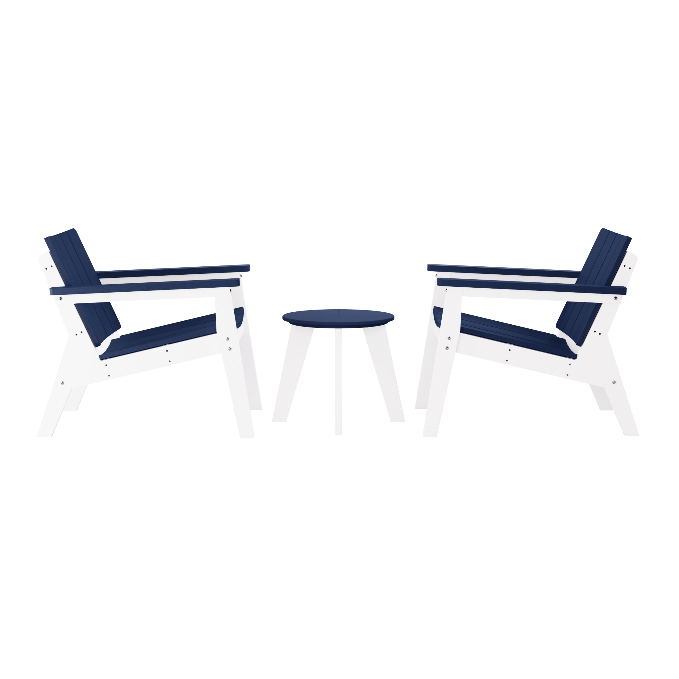 Pacifica 3-Piece Outdoor HDPE Conversation Set with Deep Seating Chairs and Round Side Table