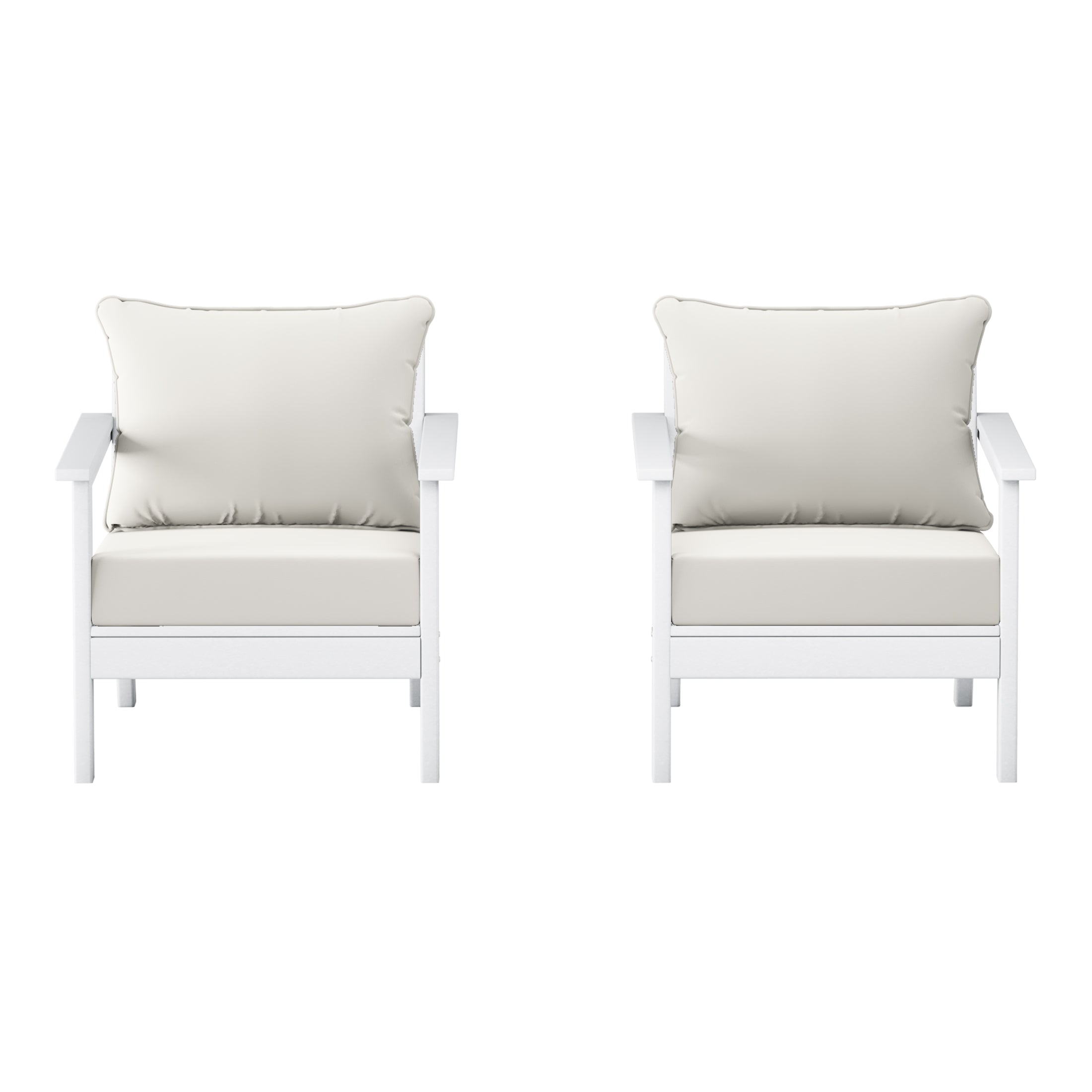 Avalon Outdoor Modern HDPE Patio Club Chairs with Deep Seat Cushions (Set of 2)
