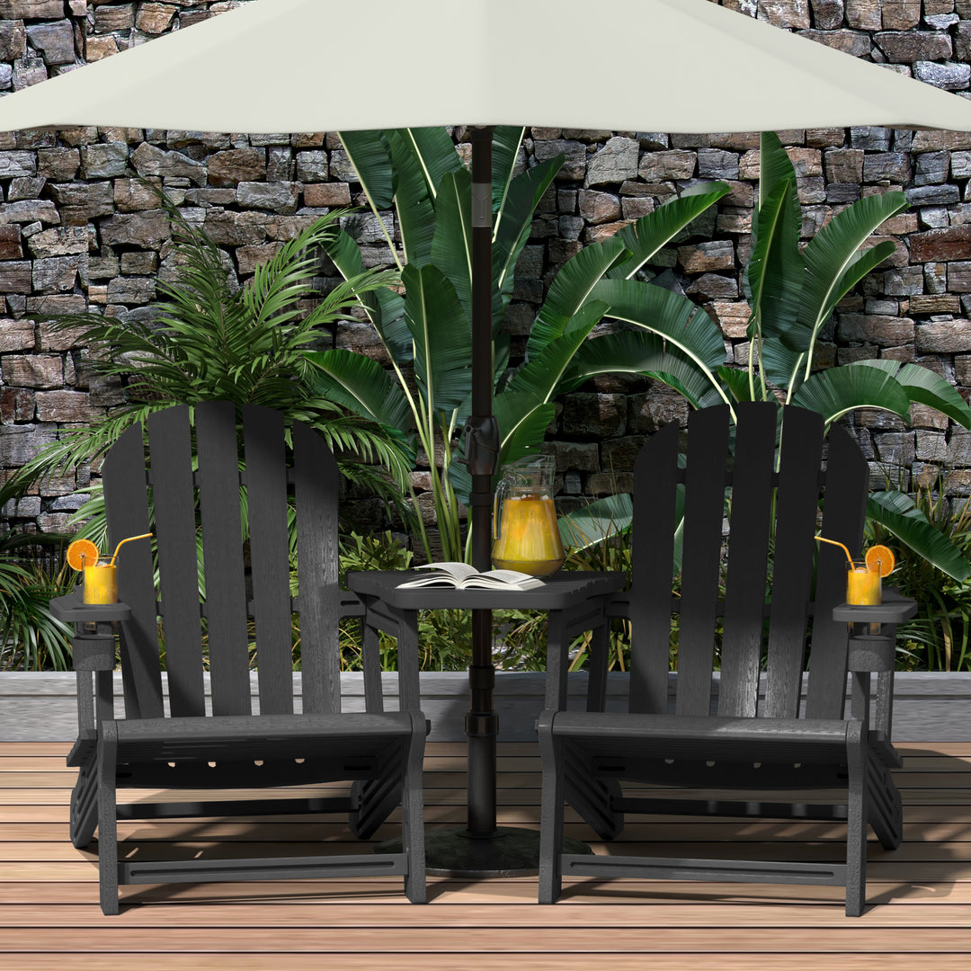 Azura Outdoor HDPE Adirondack Chairs With Connecting Table Tray (Set of 2)