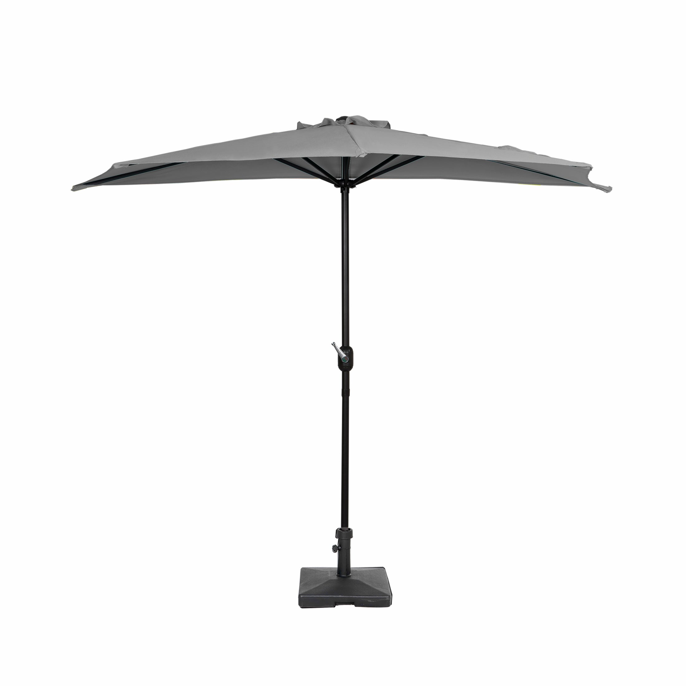 Lanai 9 ft. Aluminum Half Market Crank Lift Patio Umbrella with Base