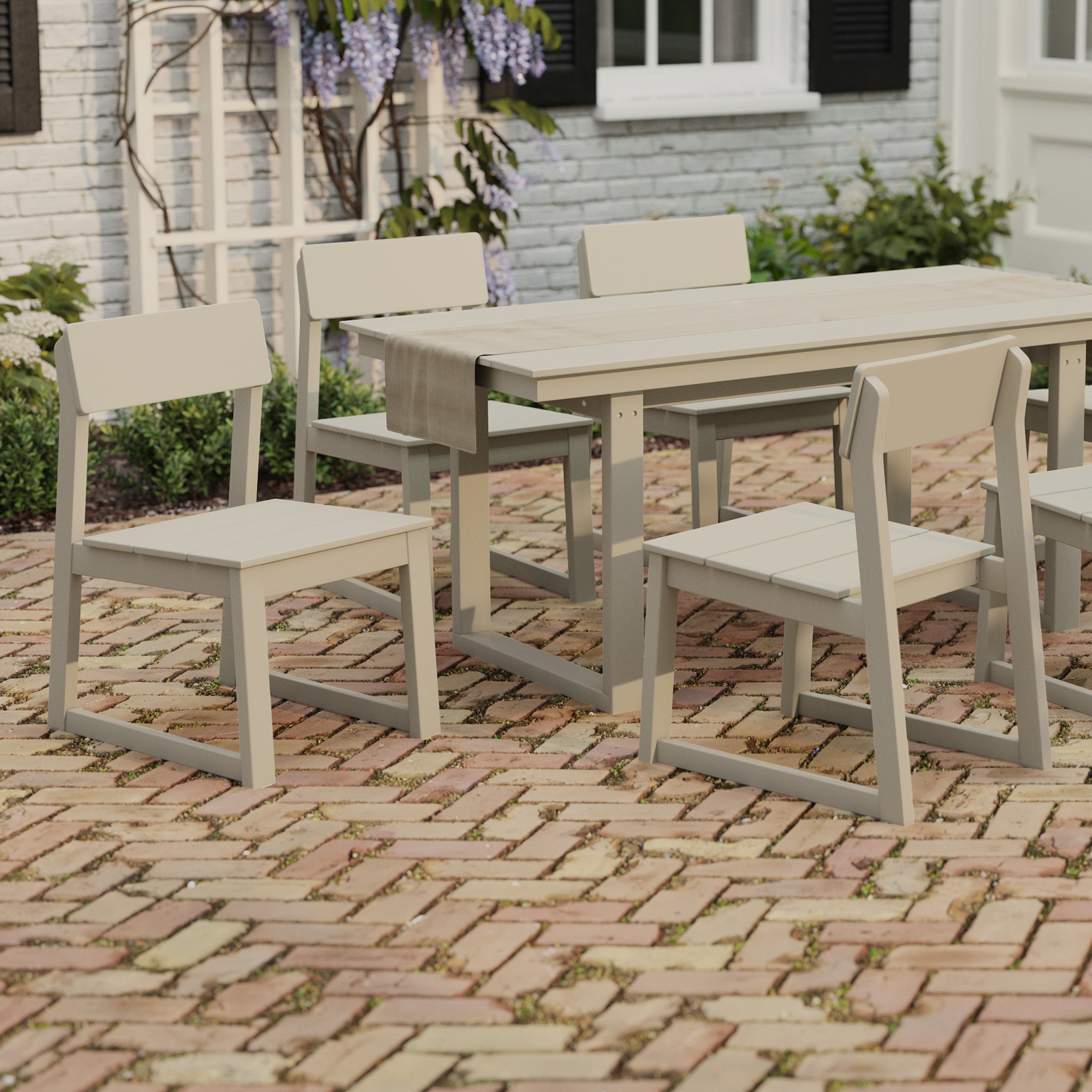 Paloma Modern HDPE Outdoor Armless Patio Dining Chairs (Set of 2)
