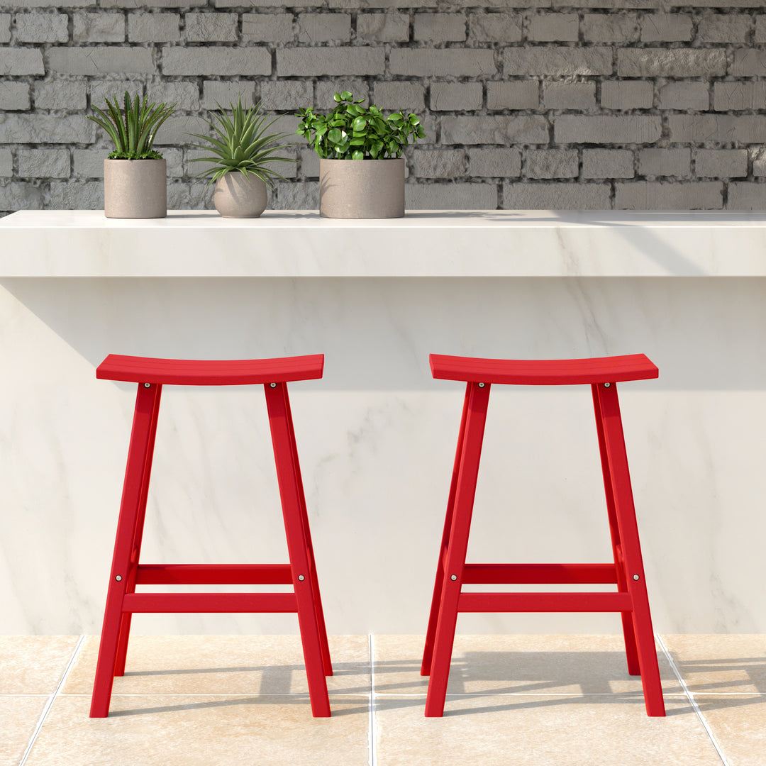 Malibu 2 piece set of 24" height Outdoor / Patio Saddle bar stools