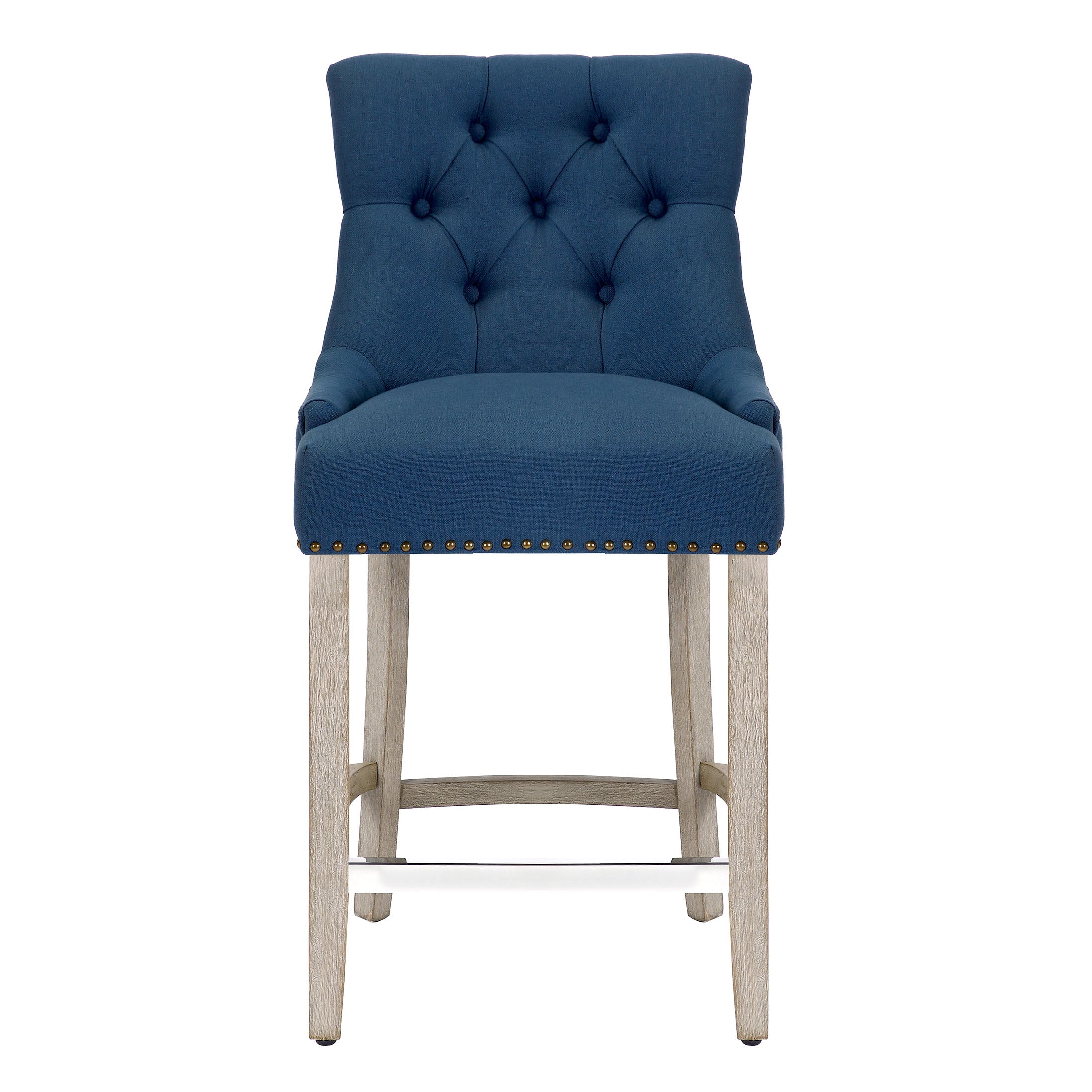 Hayes 24" Upholstered Wood Bar Stool with Tufted Back