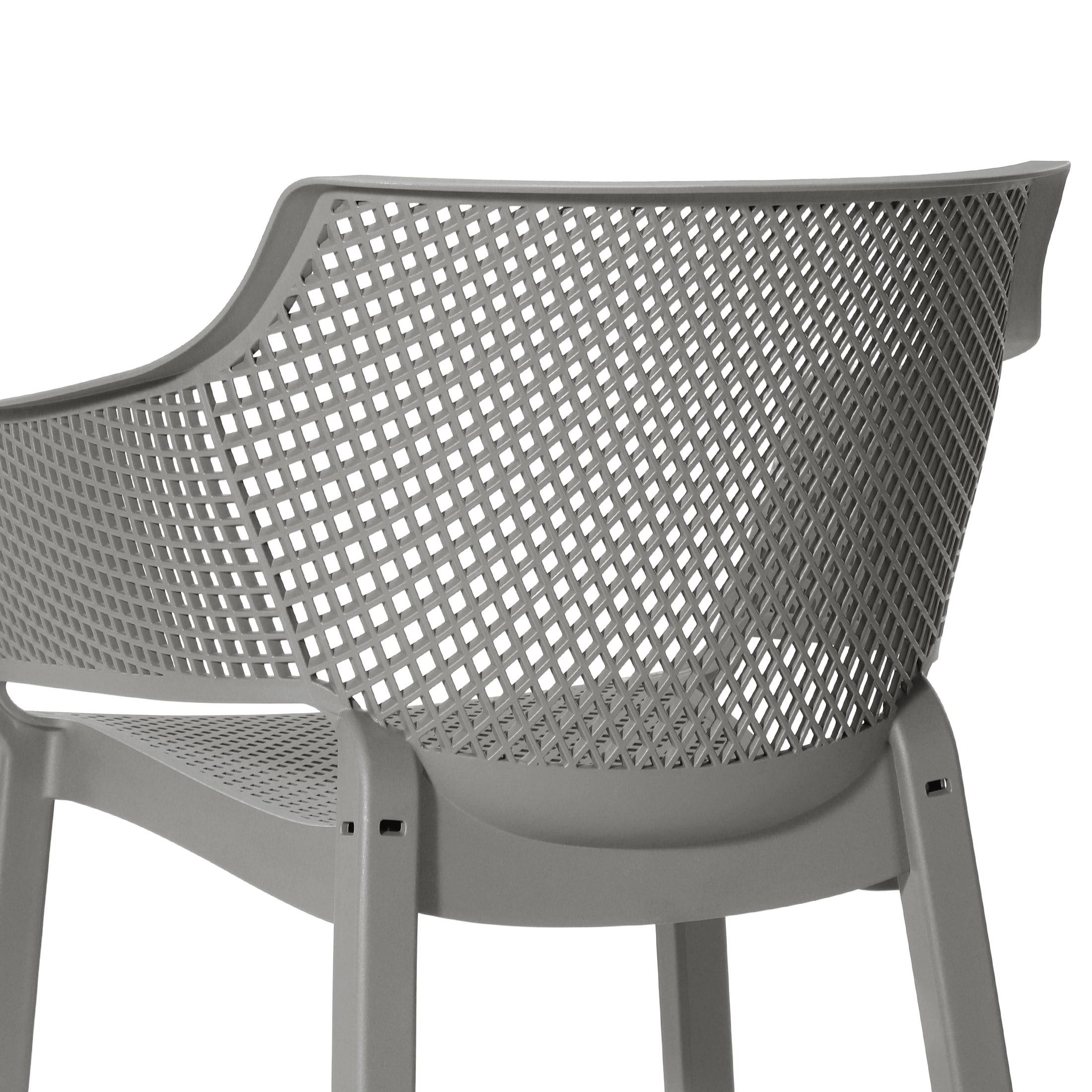 Playa Outdoor Modern Stackable Plastic Resin Patio Dining Armchair (Set of 4)