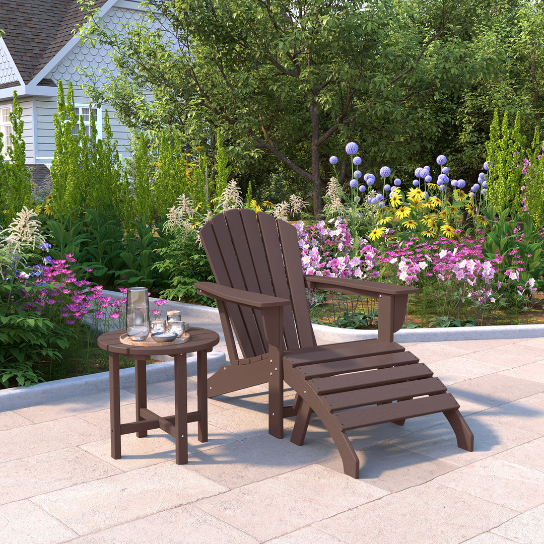 Dylan Outdoor Adirondack Chair With Ottoman And Side Table 3-Piece Set