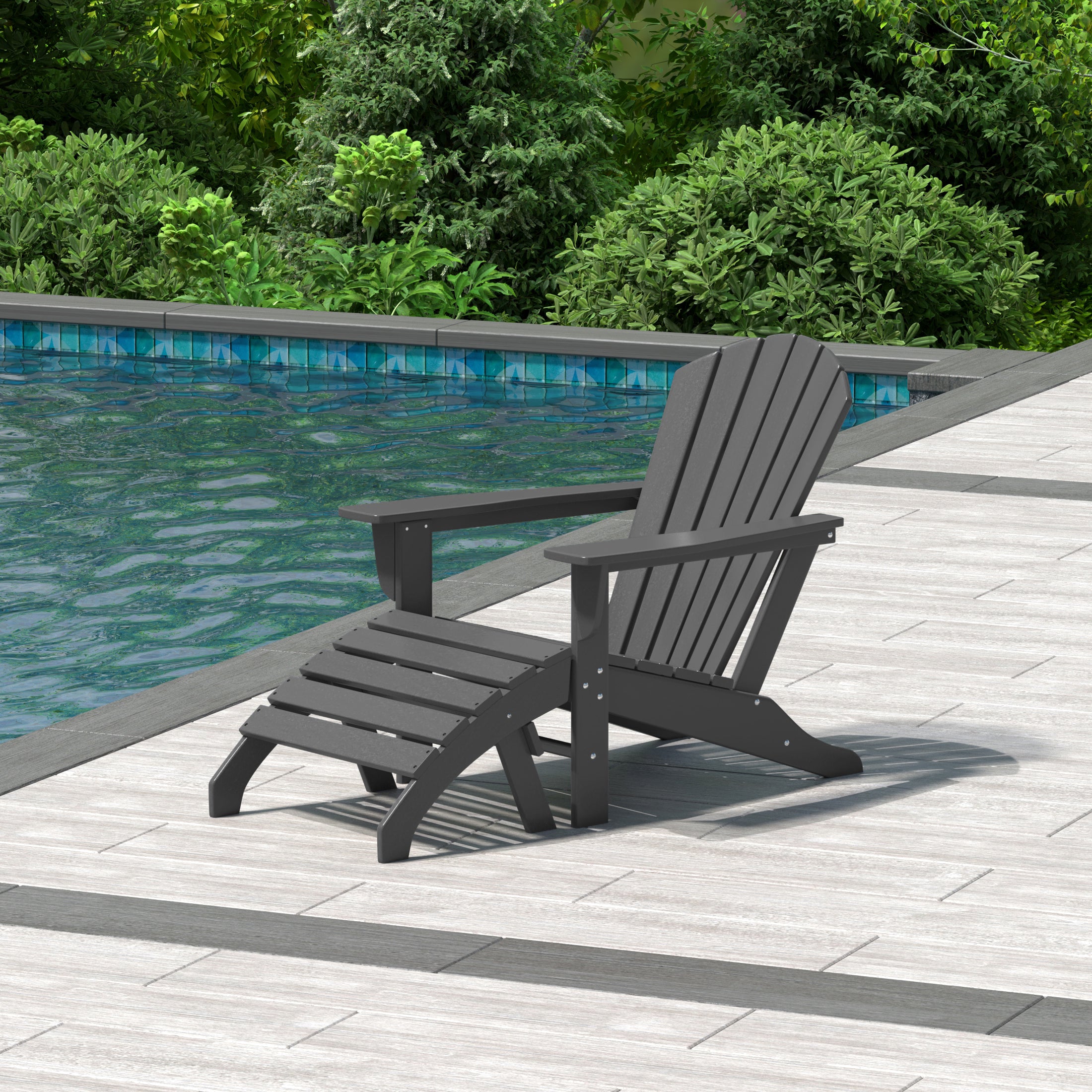 Dylan Outdoor Adirondack Chair With Ottoman 2-Piece Set