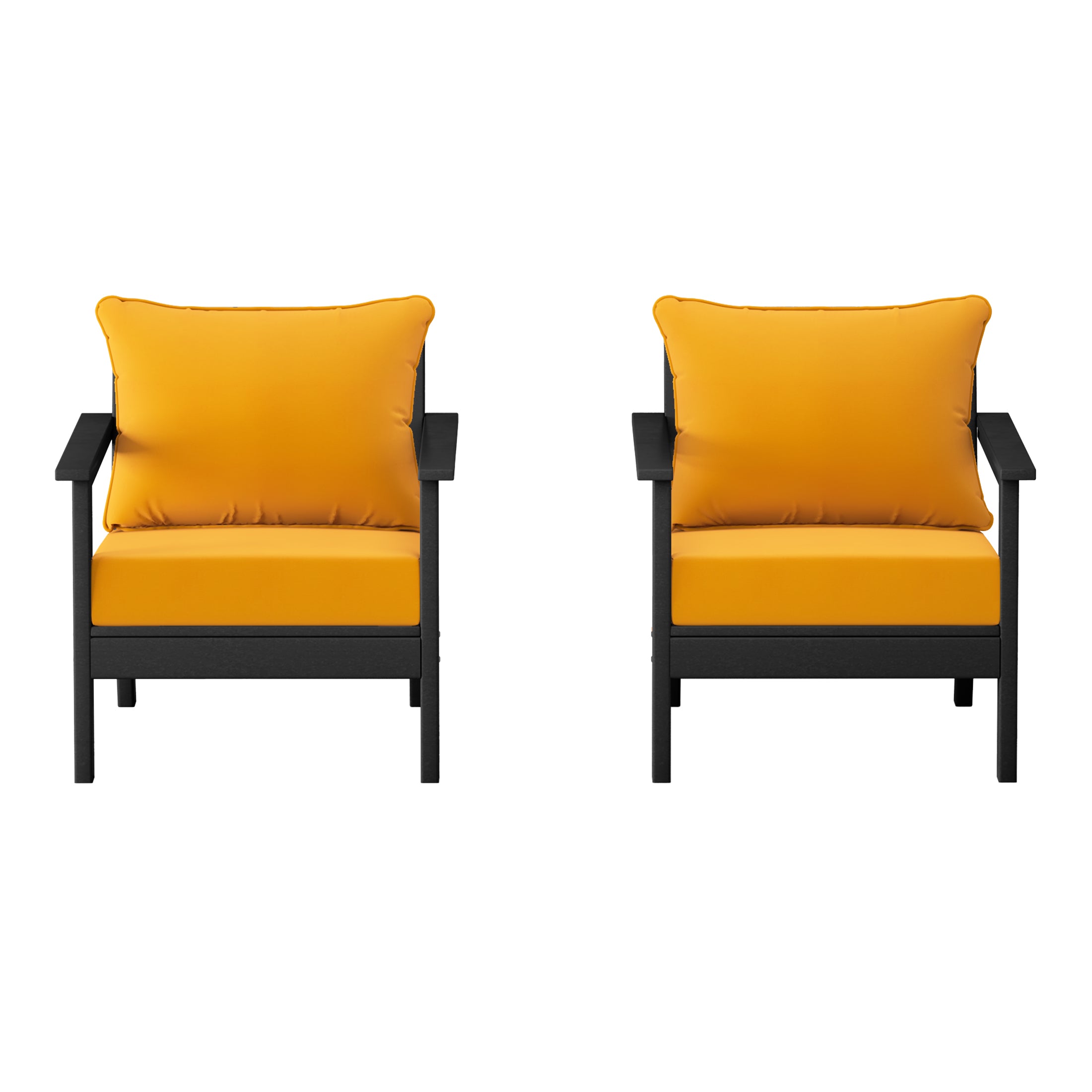 Avalon Outdoor Modern HDPE Patio Club Chairs with Deep Seat Cushions (Set of 2)
