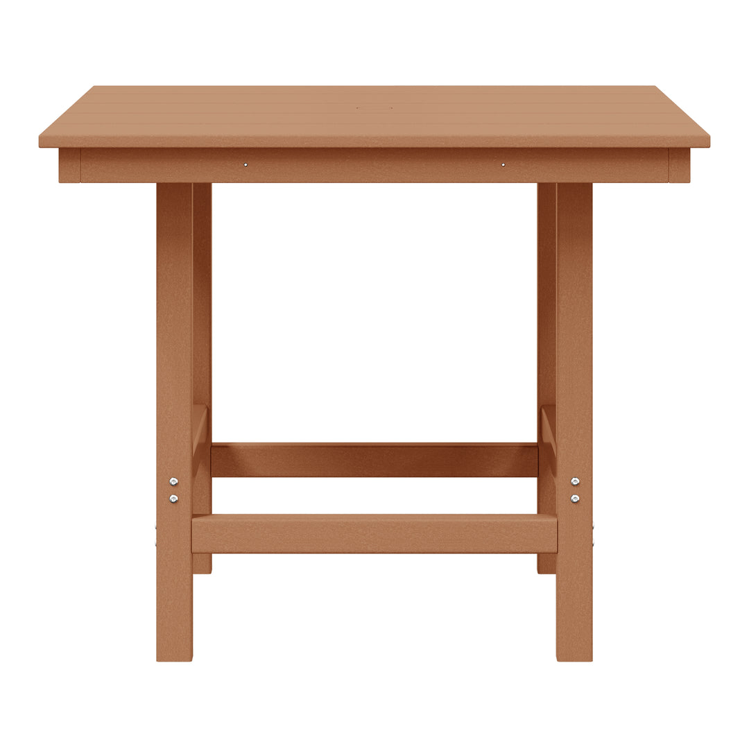 Ashore Outdoor HDPE 36" Square Patio Dining Table with Umbrella Hole