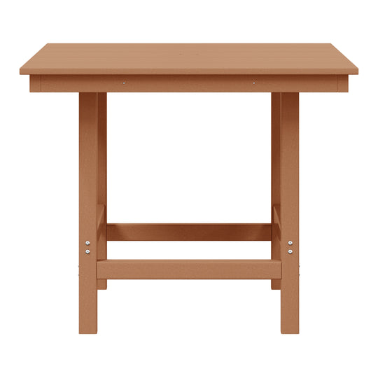 Ashore Outdoor HDPE 36" Square Patio Dining Table with Umbrella Hole