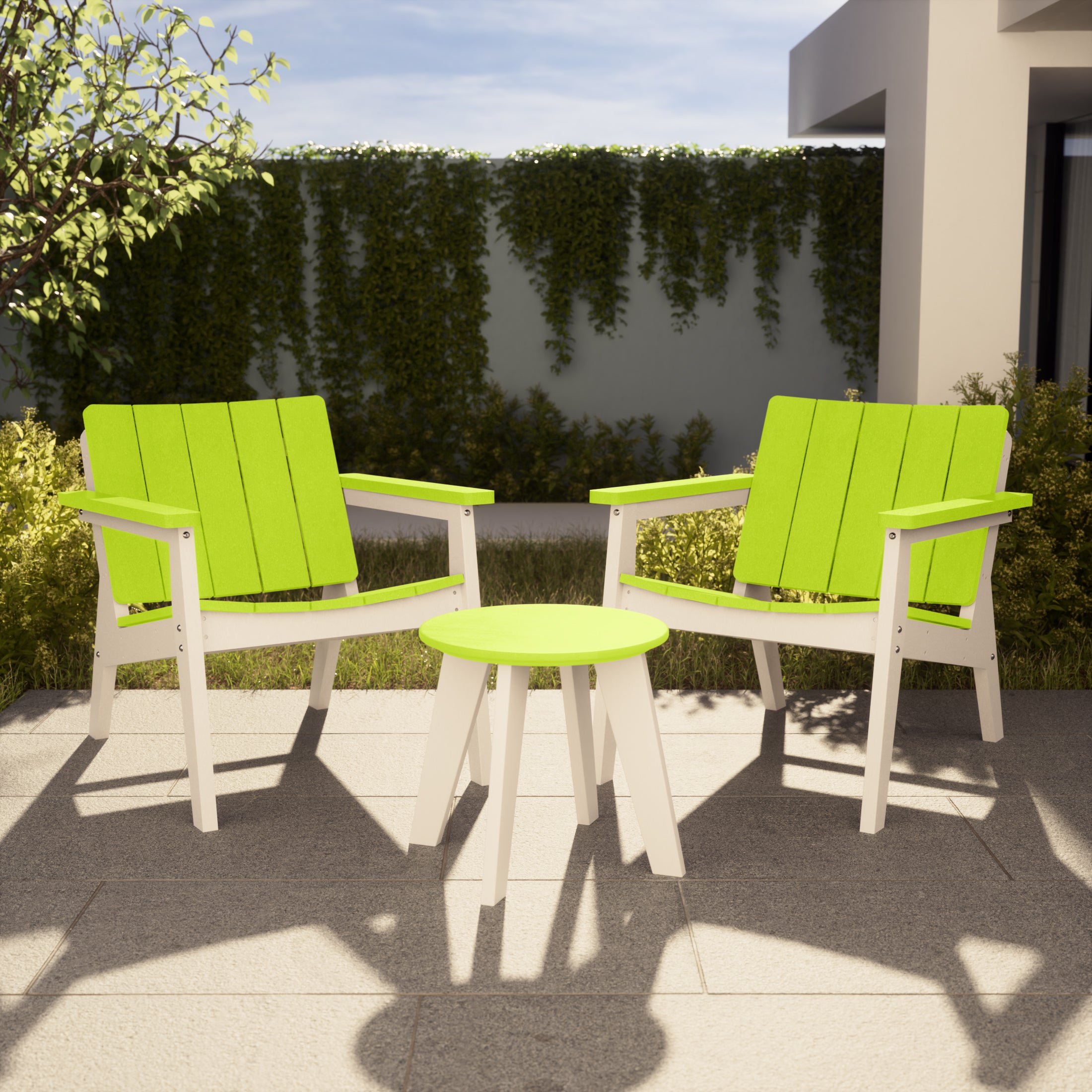 Pacifica Outdoor HDPE Modern Patio Club Armchairs (Set of 2)