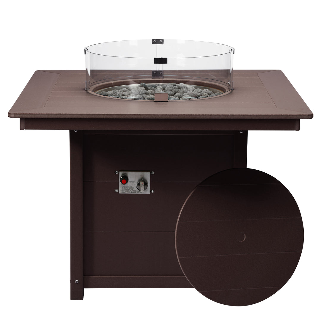 Helios Modern Outdoor Patio Propane 42" Square Fire Pit Table