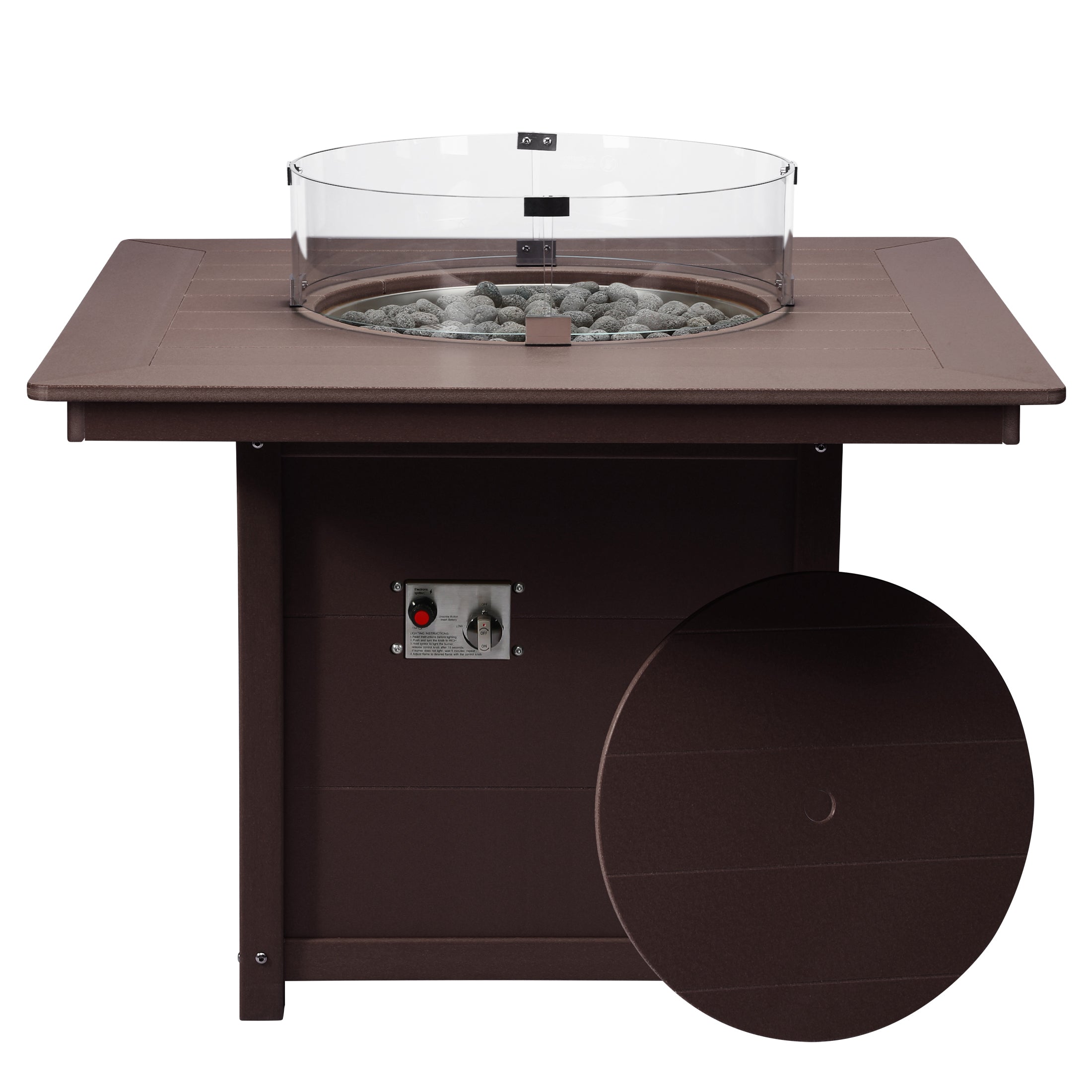 Helios Modern Outdoor Patio Propane 42" Square Fire Pit Table