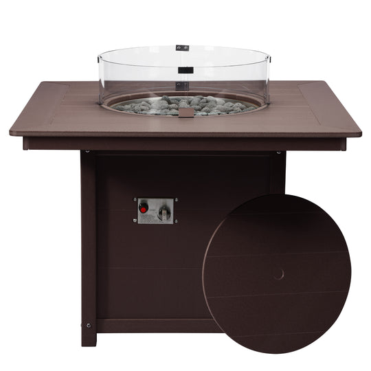 Helios Modern Outdoor Patio Propane 42" Square Fire Pit Table
