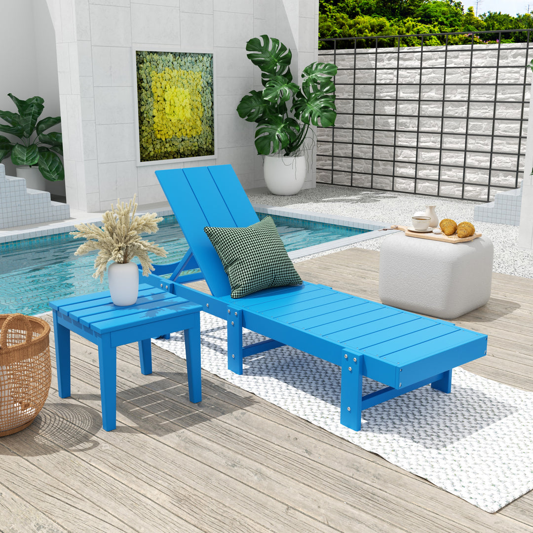 Ashore 2 Piece Modern Poly Reclining Chaise Lounge With Wheels