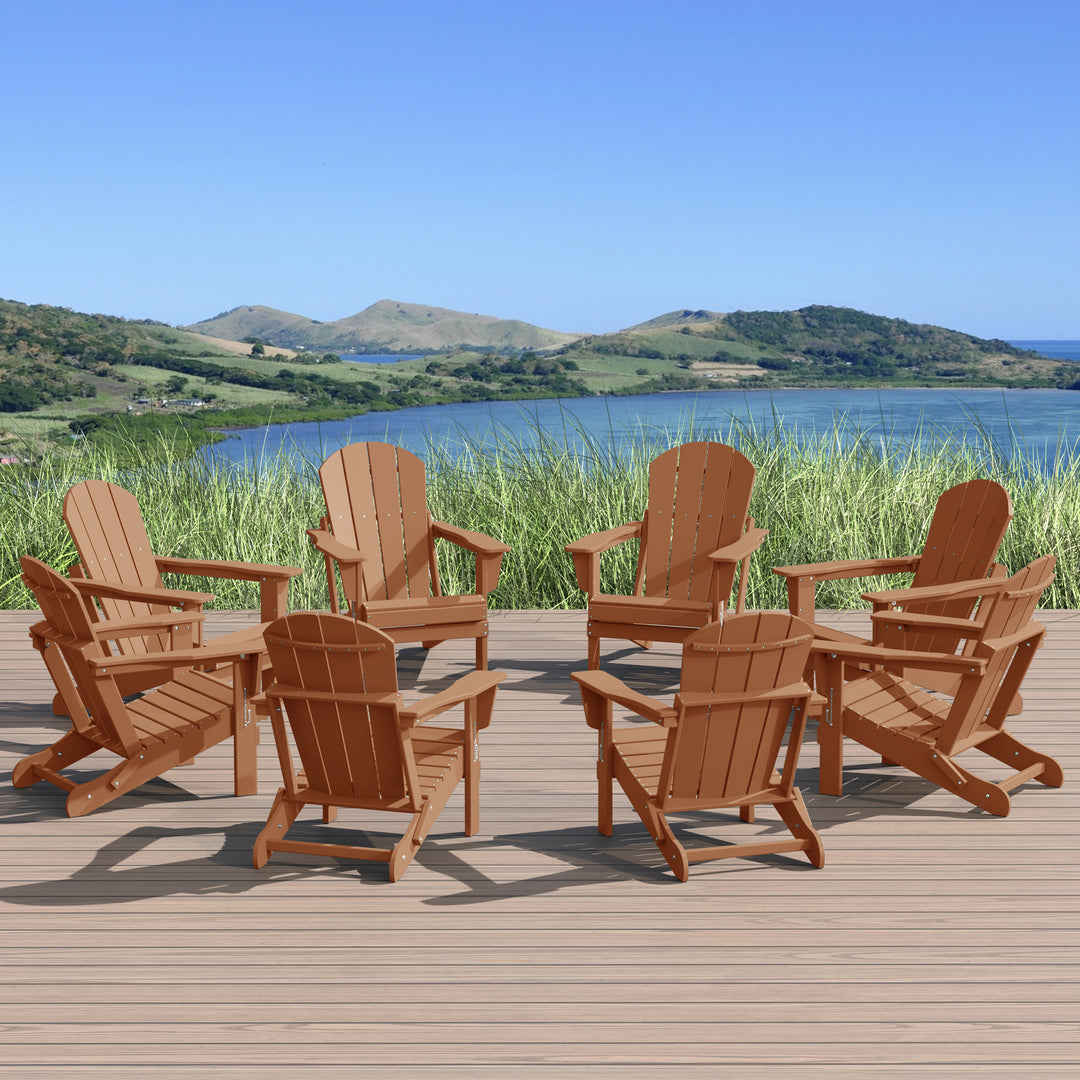 Malibu Outdoor Folding Poly Adirondack Chair (Set of 8)