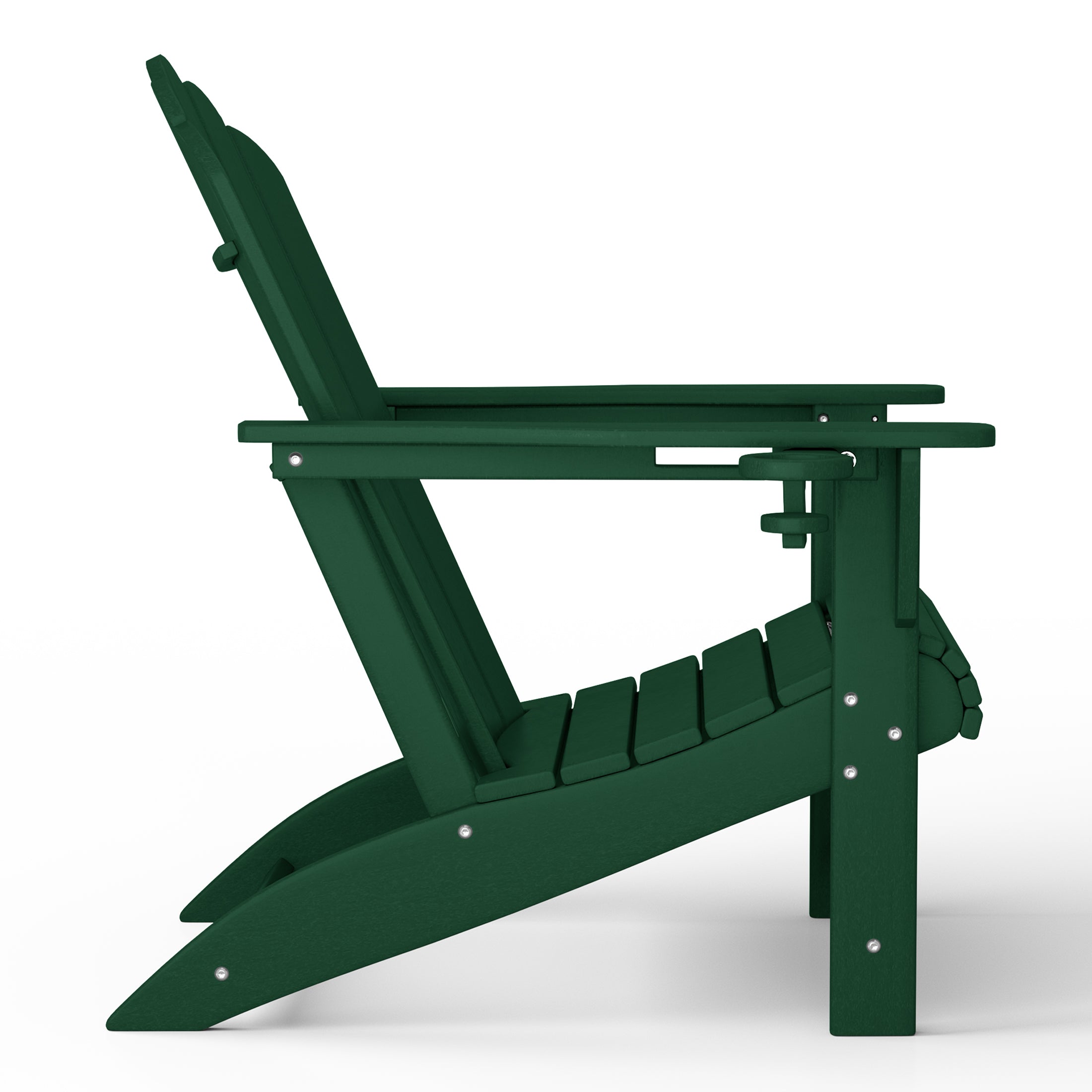 Highland 2-Piece Outdoor Patio HDPE Adirondack Chair With Ottoman and Cup Holder Set