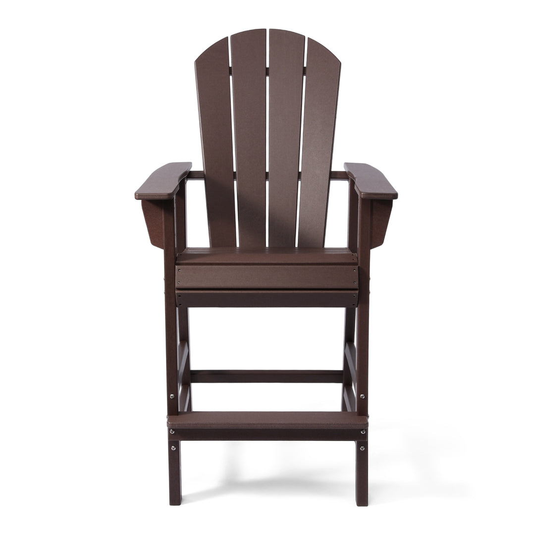 Malibu Outdoor HDPE Tall Adirondack Bar Height Chair With Cup Holder