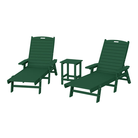 Malibu Poly Reclining Chaise Lounge Set With Table