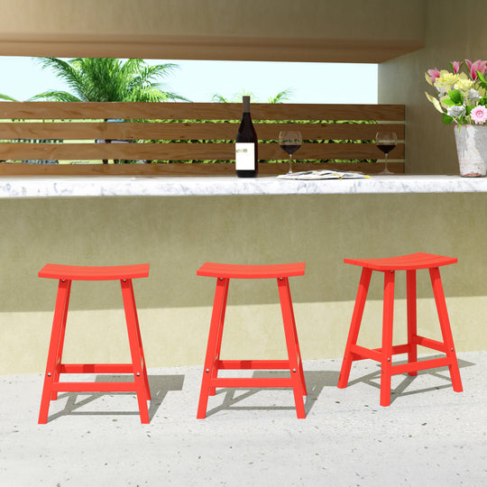 Malibu 24" HDPE Outdoor Patio Counter Height Bar Stools (Set of 3)