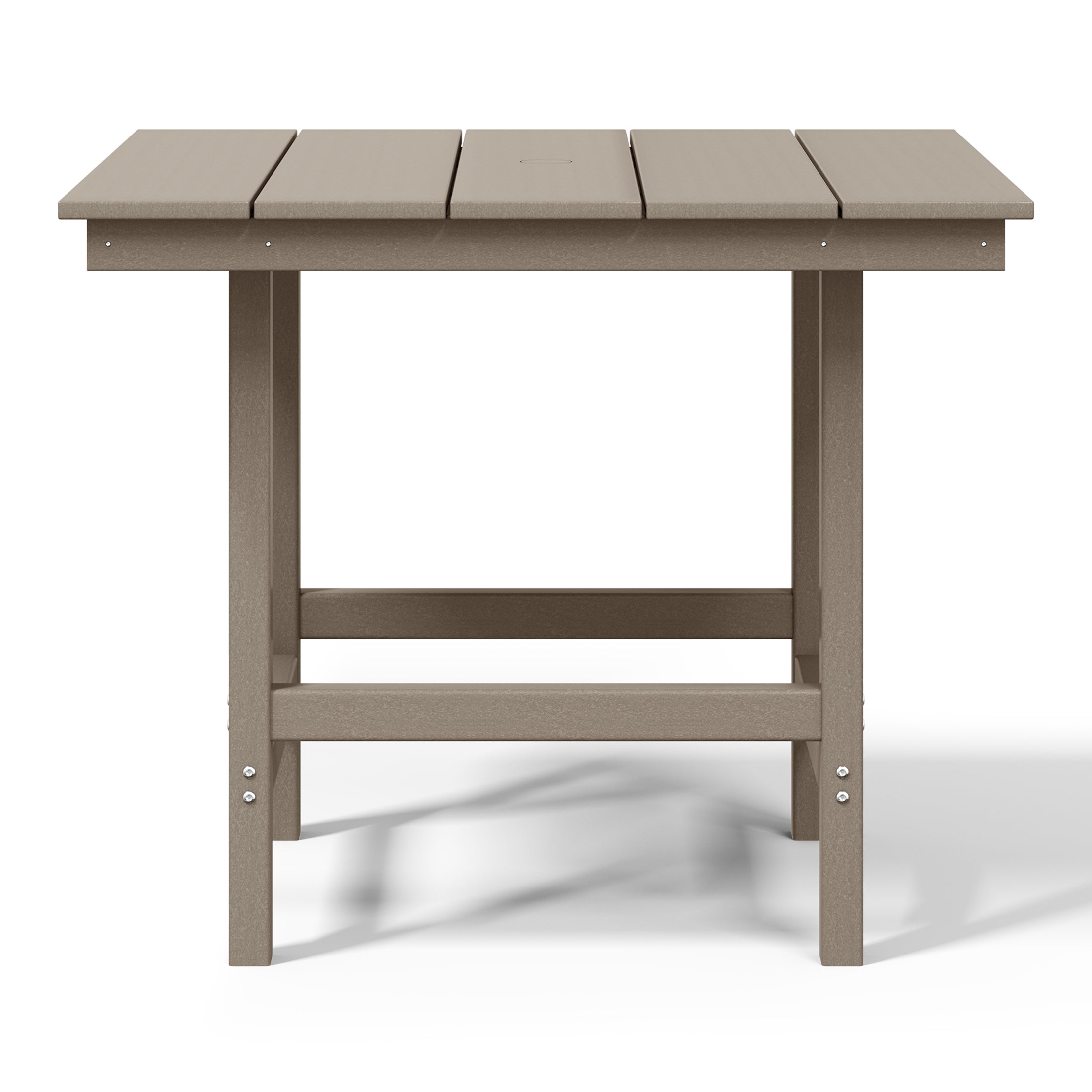Ashore Outdoor HDPE 36" Square Patio Dining Table with Umbrella Hole