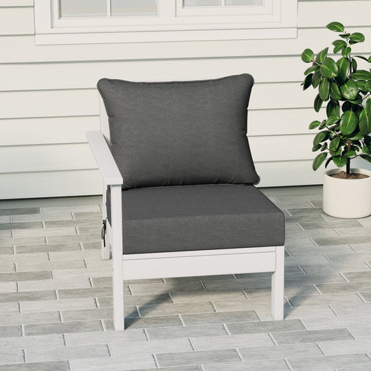 Avalon Outdoor Patio HDPE Left Arm Sectional Corner Club Chair with Patio Cushions