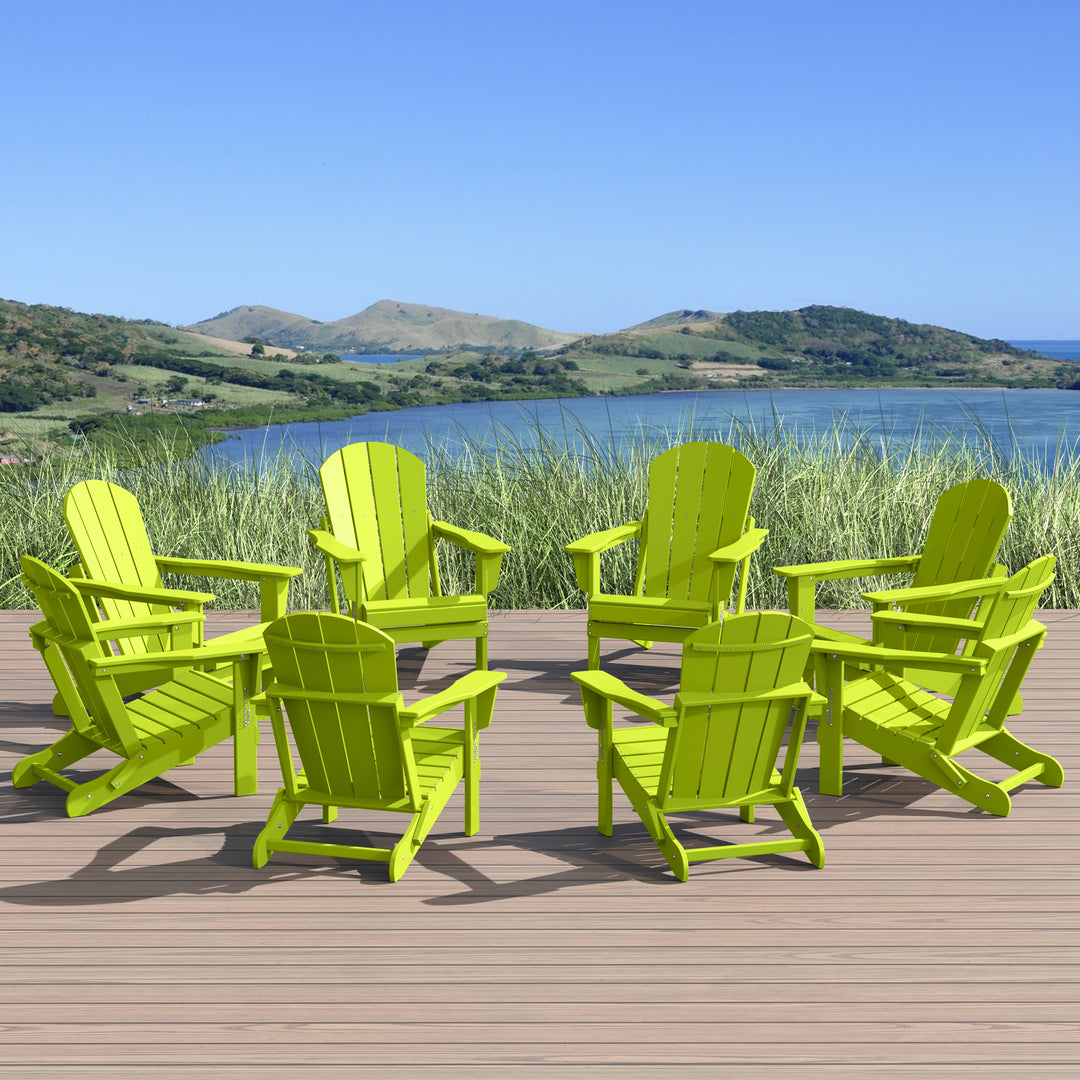 Malibu Outdoor Folding Poly Adirondack Chair (Set of 8)
