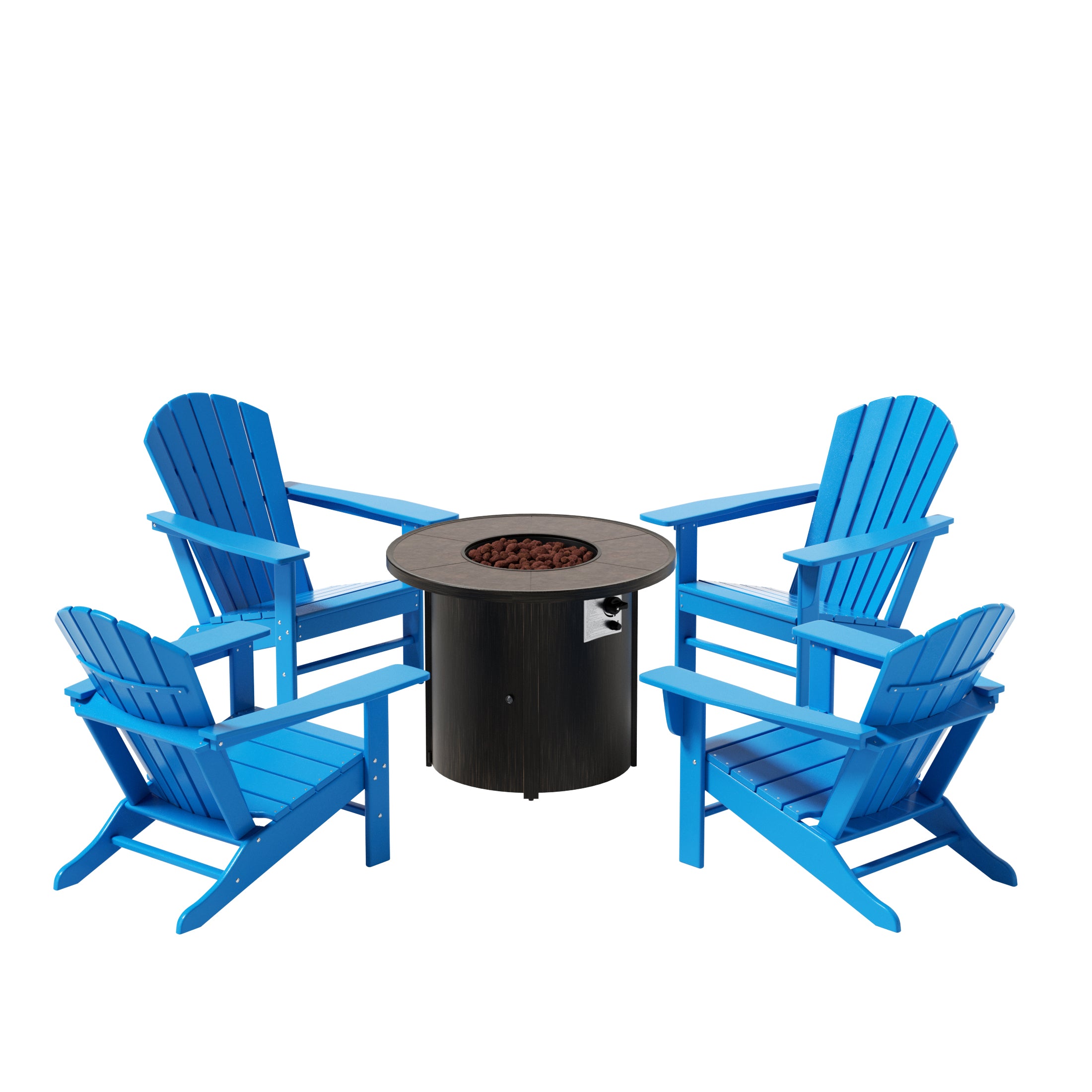 Dylan Outdoor Patio Adirondack Chair with Round Fire Pit Table Sets