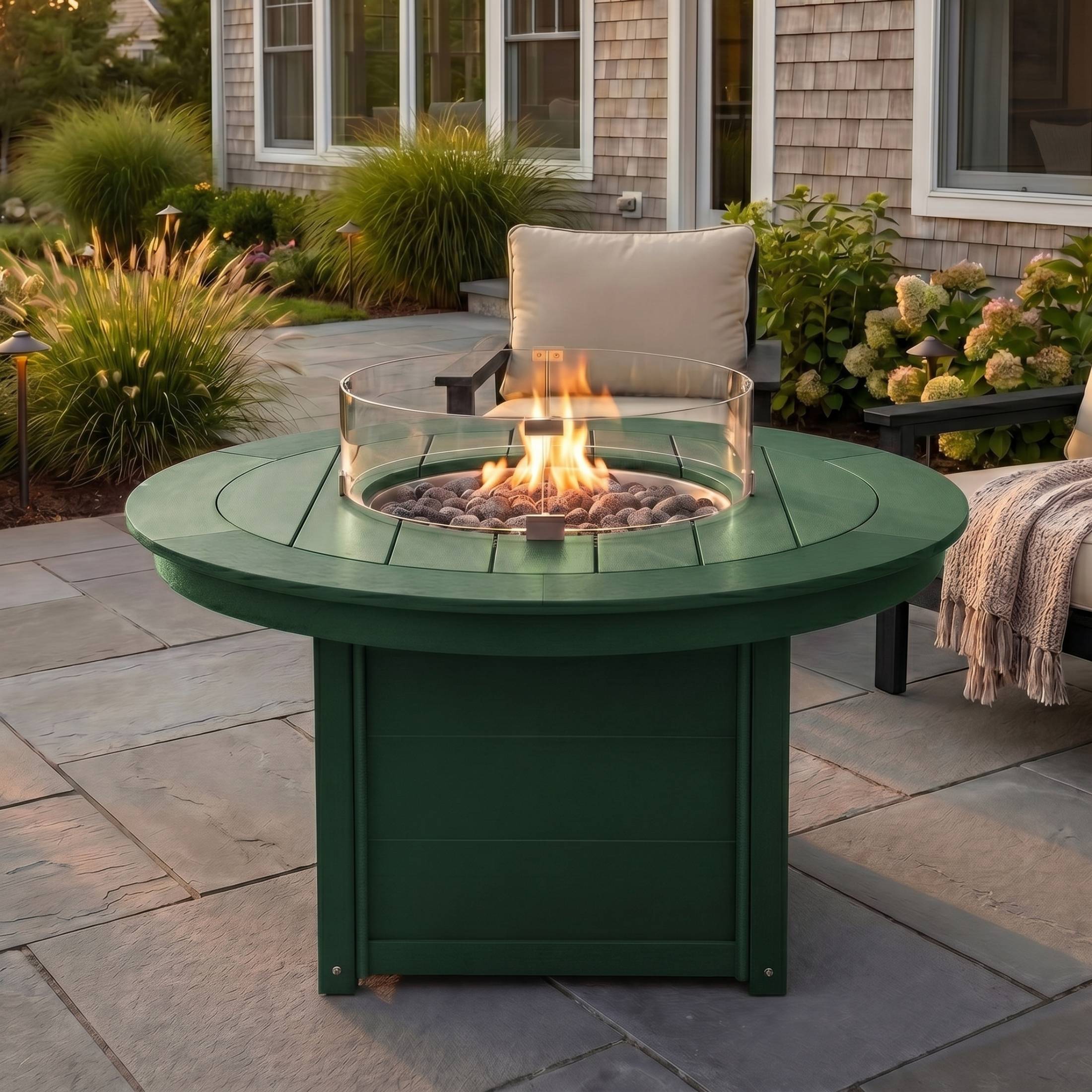 Helios 47" Modern Outdoor 55,000 BTU Patio Propane Round Fire Pit Table