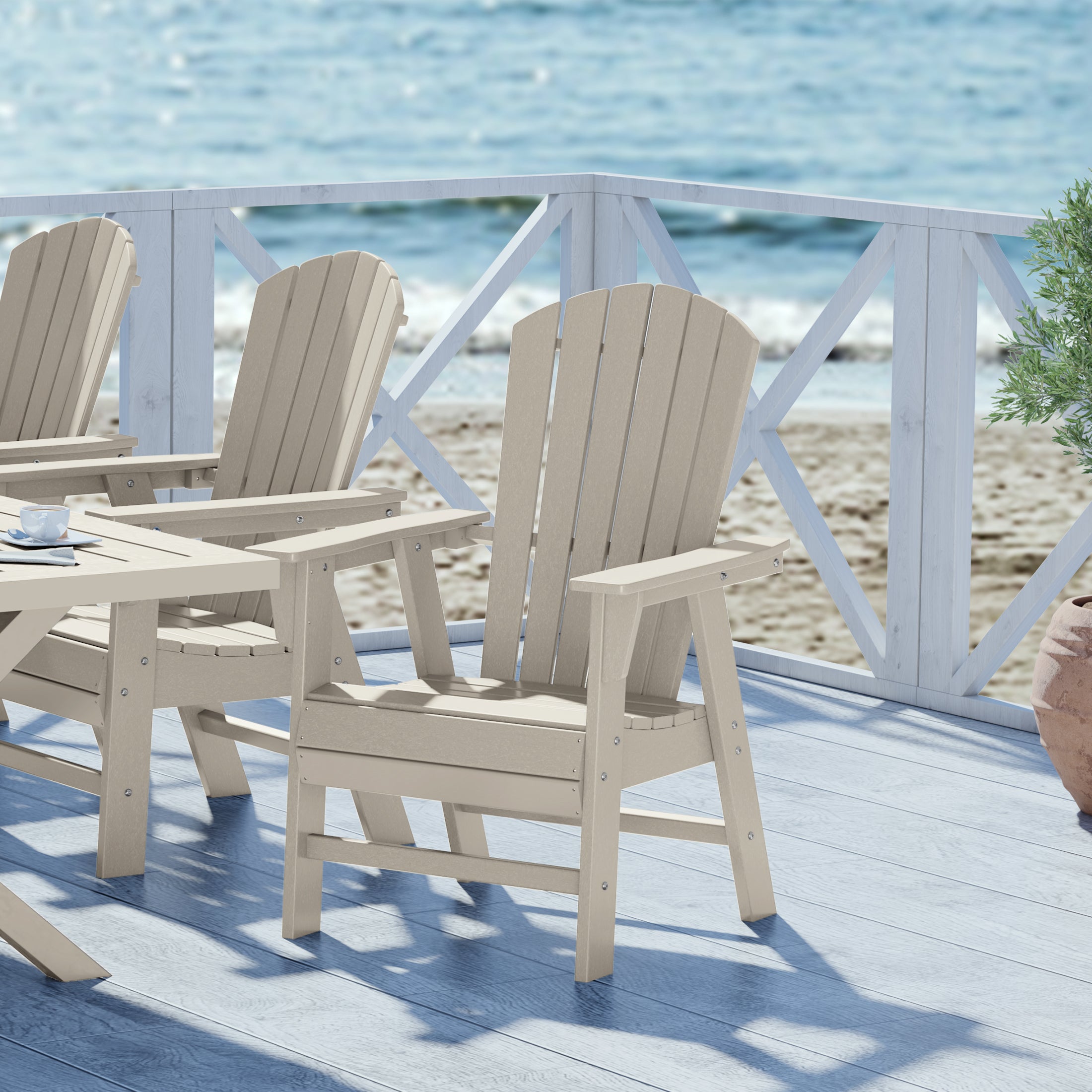 Dylan Outdoor Patio Shell-back Adirondack Dining Chair Weather Resistant