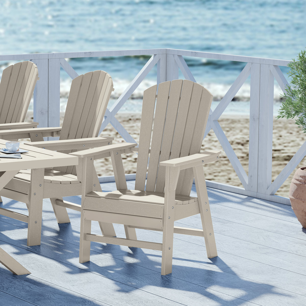 Dylan Outdoor Patio Shell-back Adirondack Dining Chair Weather Resistant