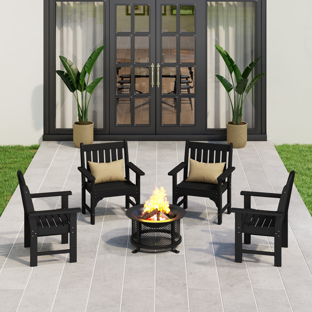 Malibu Outdoor Patio HDPE Adirondack Dining Arm Chairs (Set of 4)