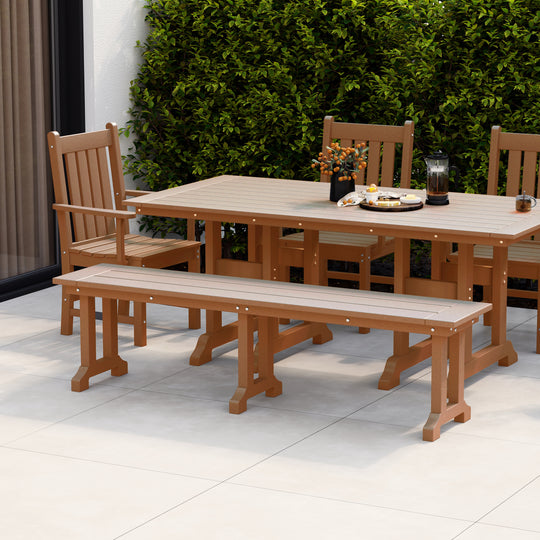 Malibu 65" Outdoor Patio Trestle Dining Bench