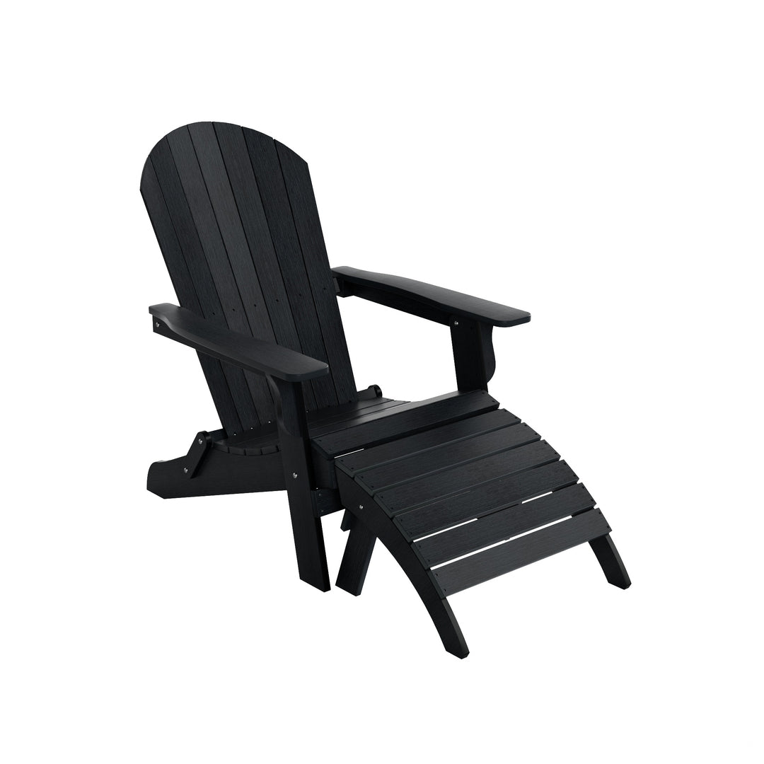 Tuscany 2-Piece HIPS Outdoor Folding Adirondack Seashell Chair With Folding Ottoman