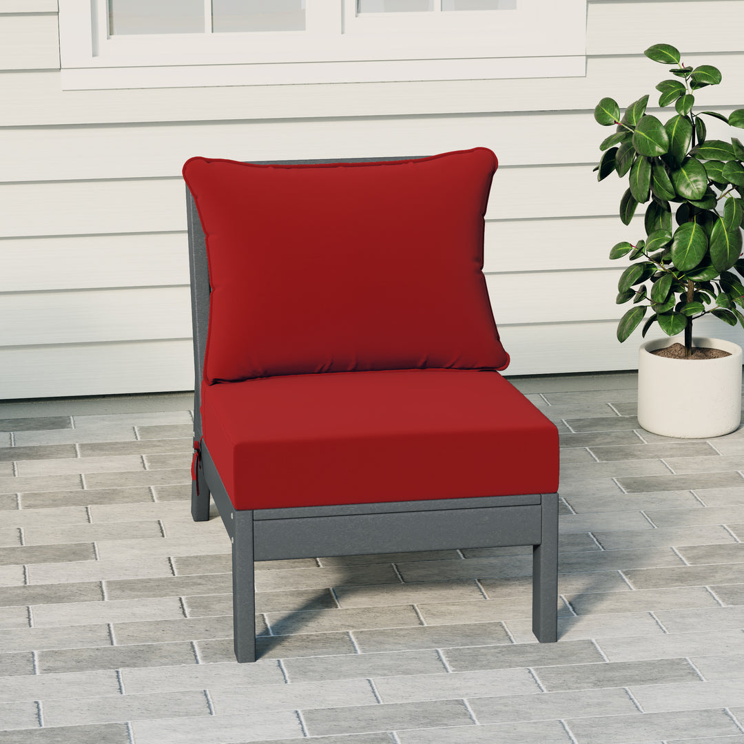 Avalon Outdoor HDPE Deep Seating Modular Armless Patio Chair with Patio Cushions