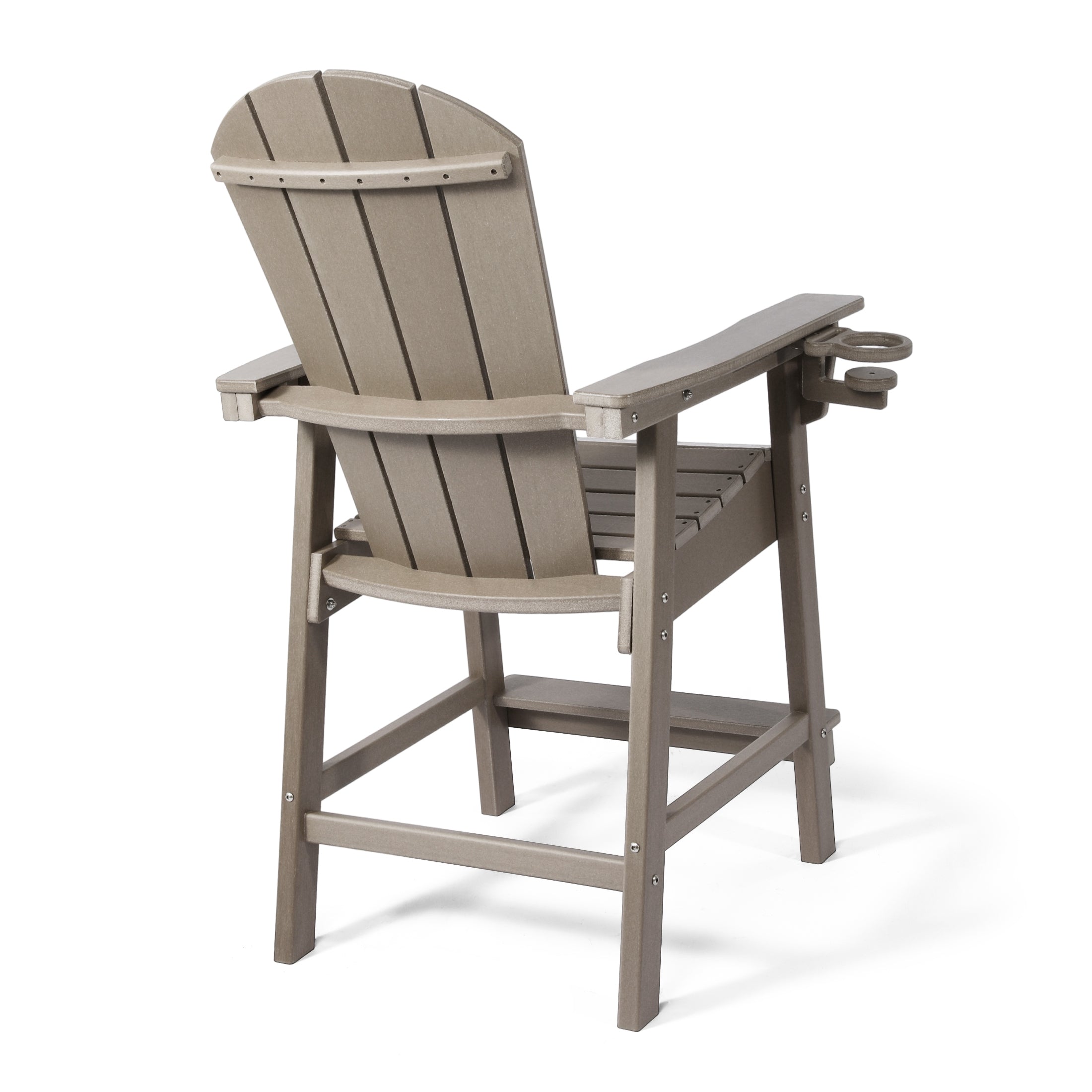 Malibu Outdoor HDPE  Tall Adirondack Counter Height Bar Chair With Cup Holder