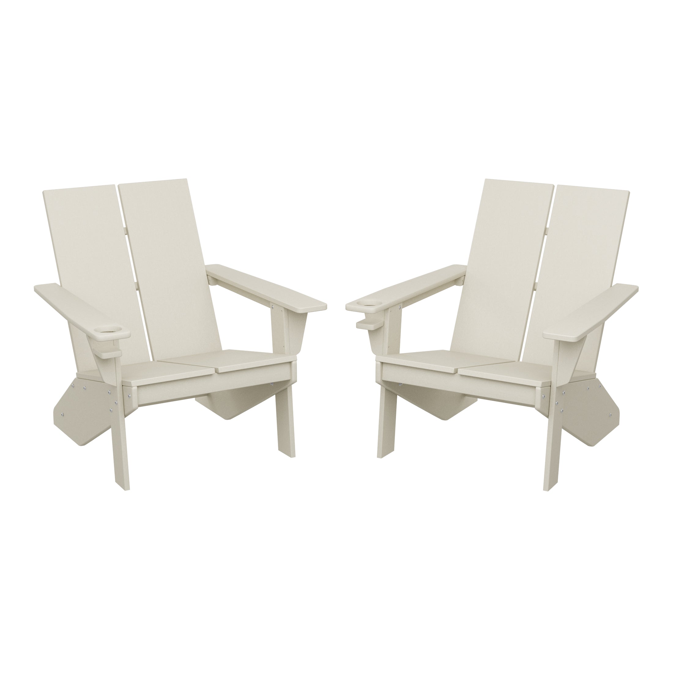 Riviera Outdoor HDPE Modern Adirondack Chair with Cup Holder (Set of 2)