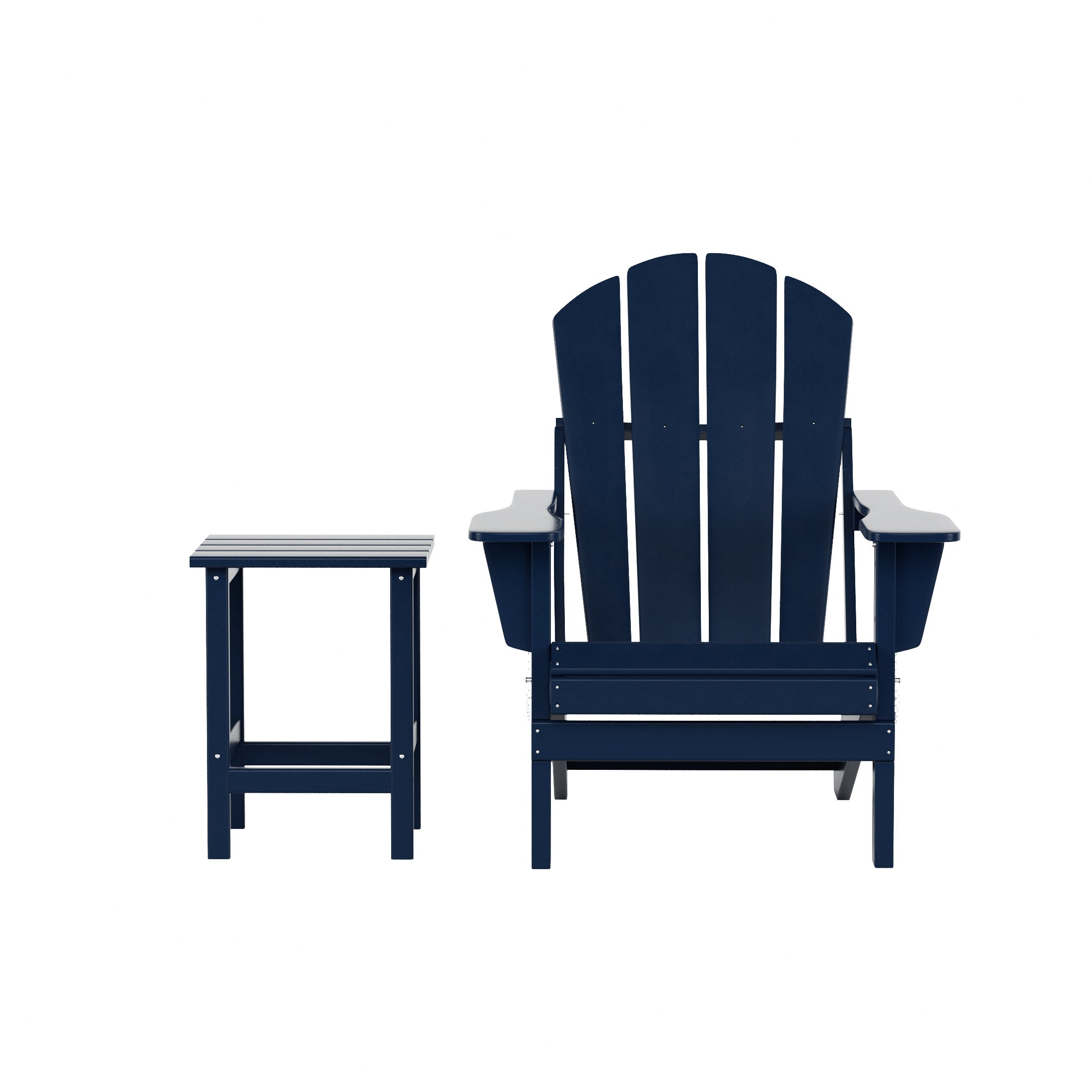 Malibu 2 piece set outdoor folding Poly Adirondack chair with side table