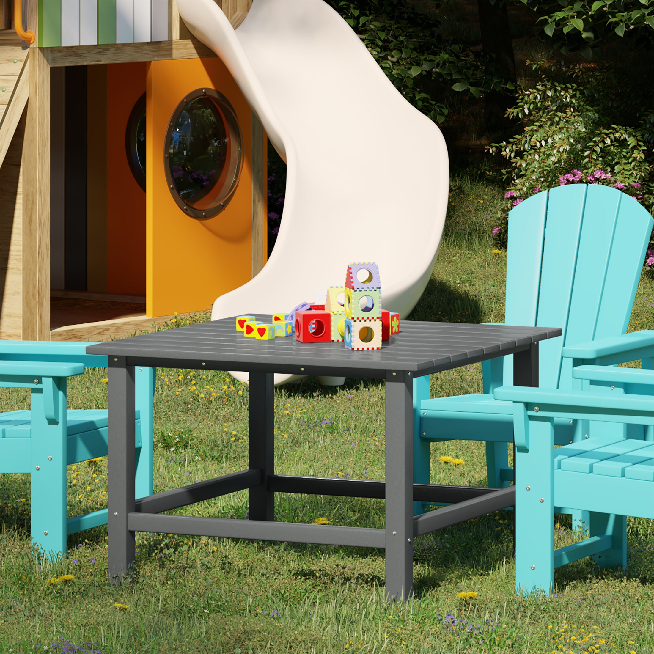 Malibu Kids Outdoor Patio Furniture HDPE 30" Wide Square Dining Table