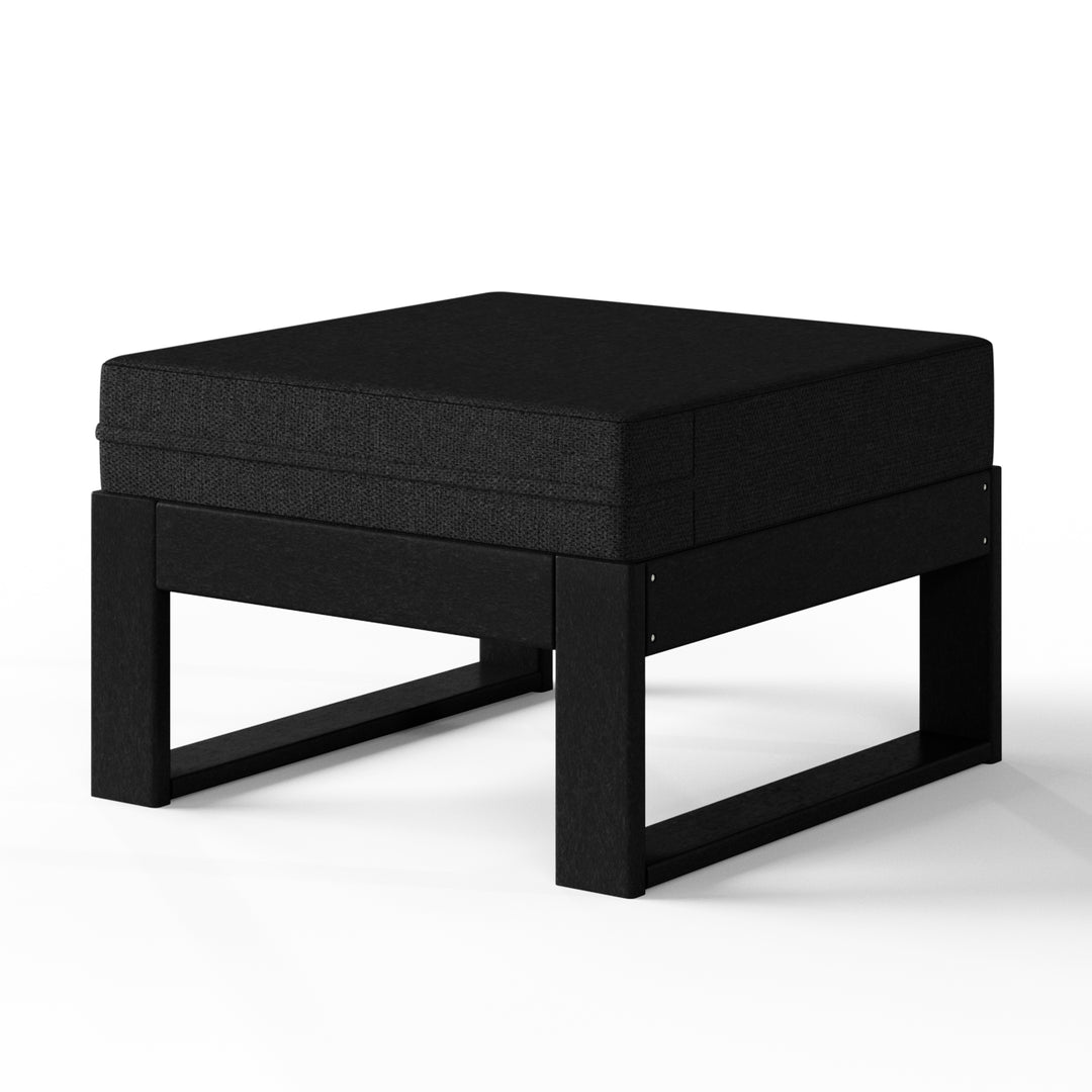 Montara Outdoor HDPE Patio Ottoman with Waterproof Olefin Cushions