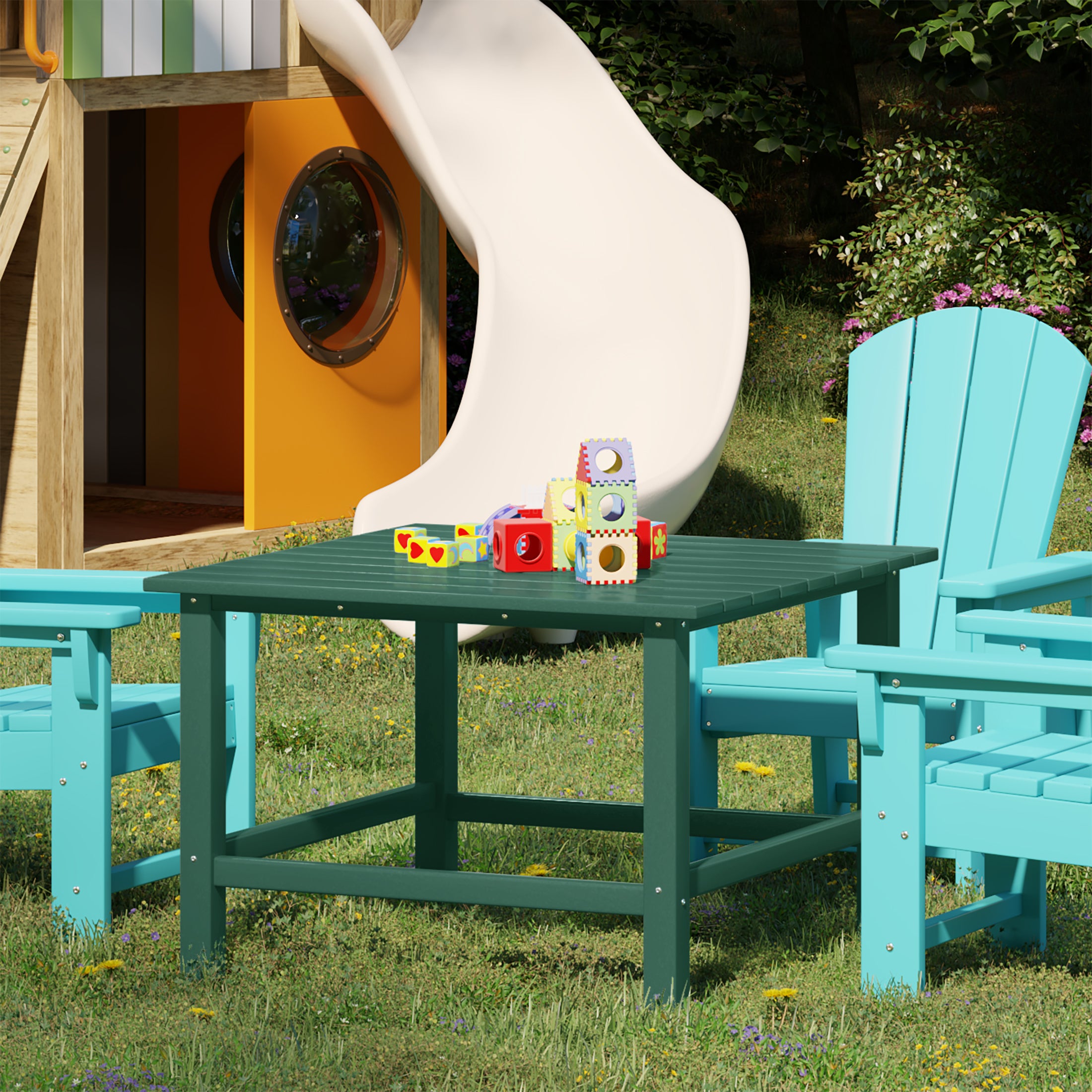 Malibu Kids Outdoor Patio Furniture HDPE 30" Wide Square Dining Table