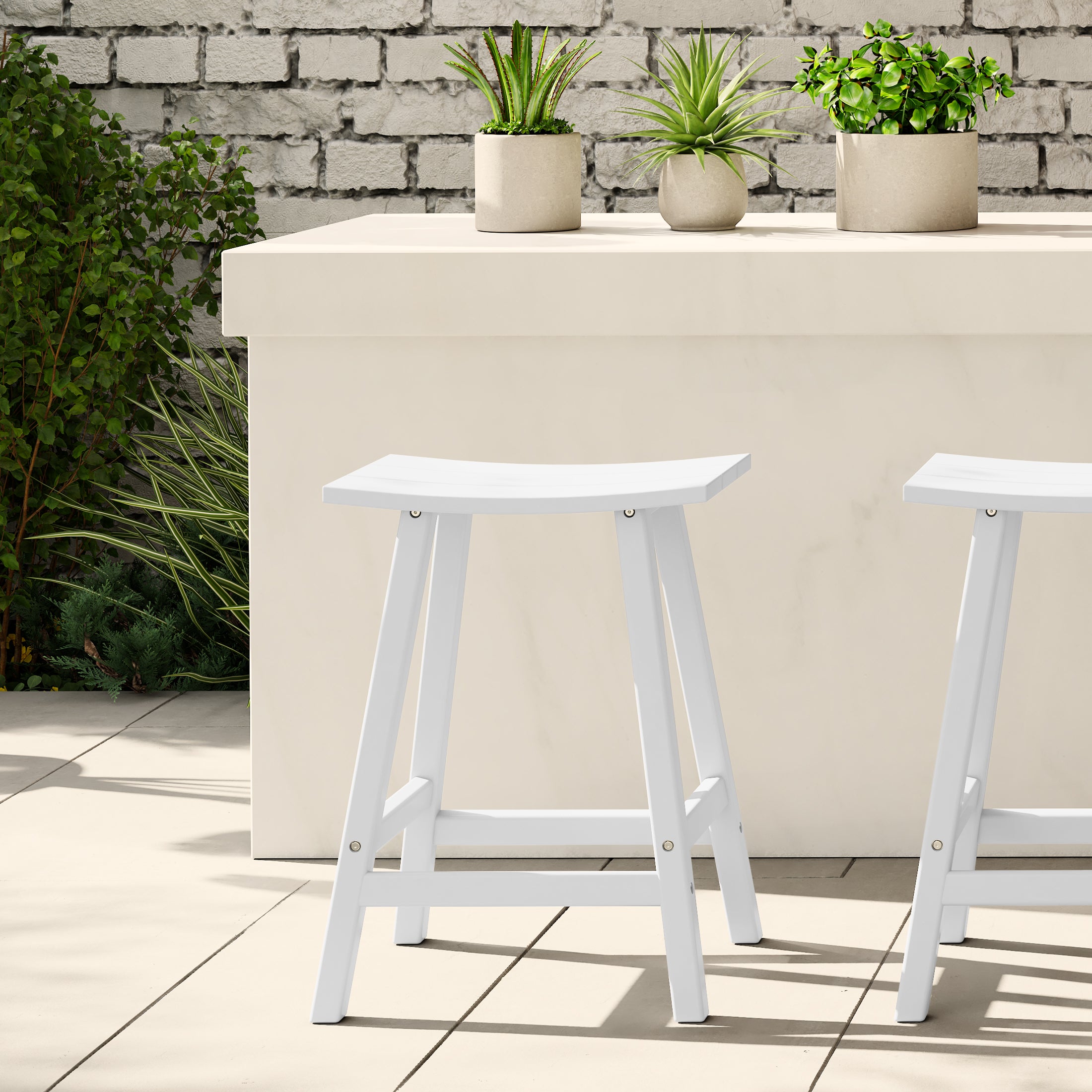Malibu 24" HDPE Outdoor Patio Counter Height Bar Stool