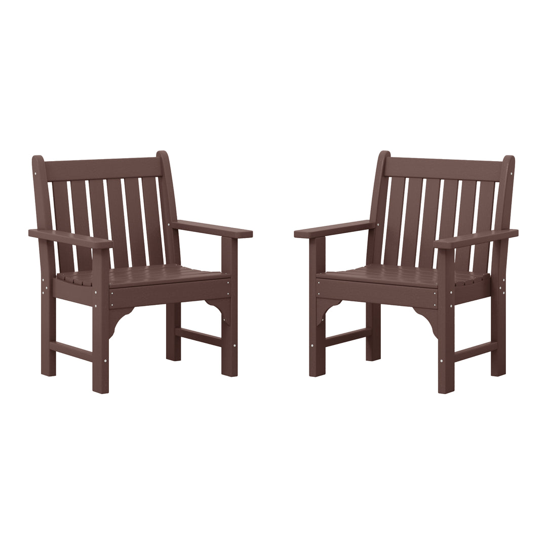 Malibu Outdoor Patio HDPE Adirondack Dining Arm Chairs (Set of 2)