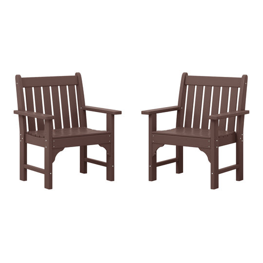 Malibu Outdoor Patio HDPE Adirondack Dining Arm Chairs (Set of 2)