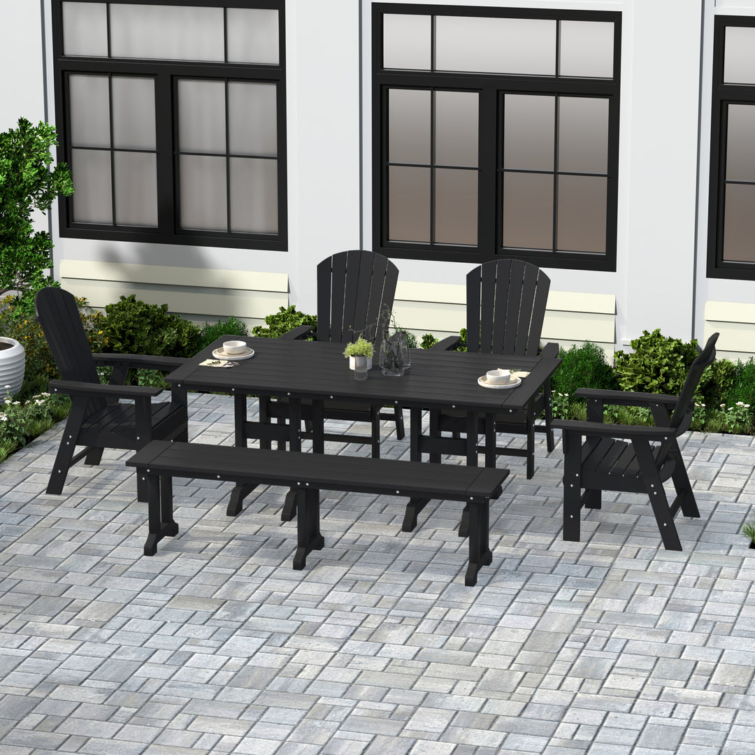 Dylan 6 Piece Outdoor Patio Dining Table and Armchair Dining Bench Set