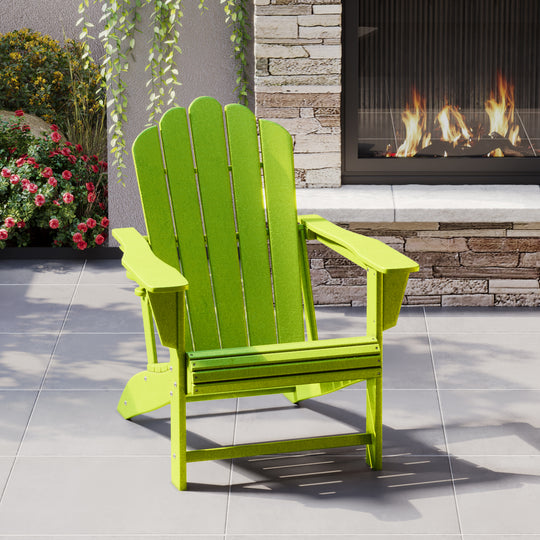 Highland Outdoor Patio HDPE Adirondack Chair With Cup Holder