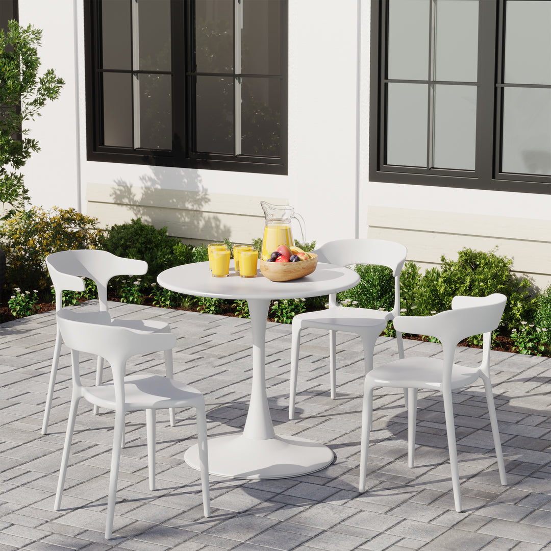 Playa Modern Stackable Resin Plastic Patio Dining Chair (Set of 4)