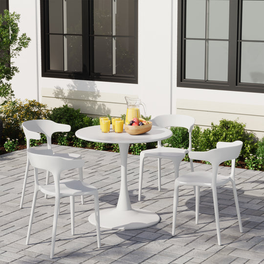 Playa Modern Stackable Resin Plastic Patio Dining Chair (Set of 4)