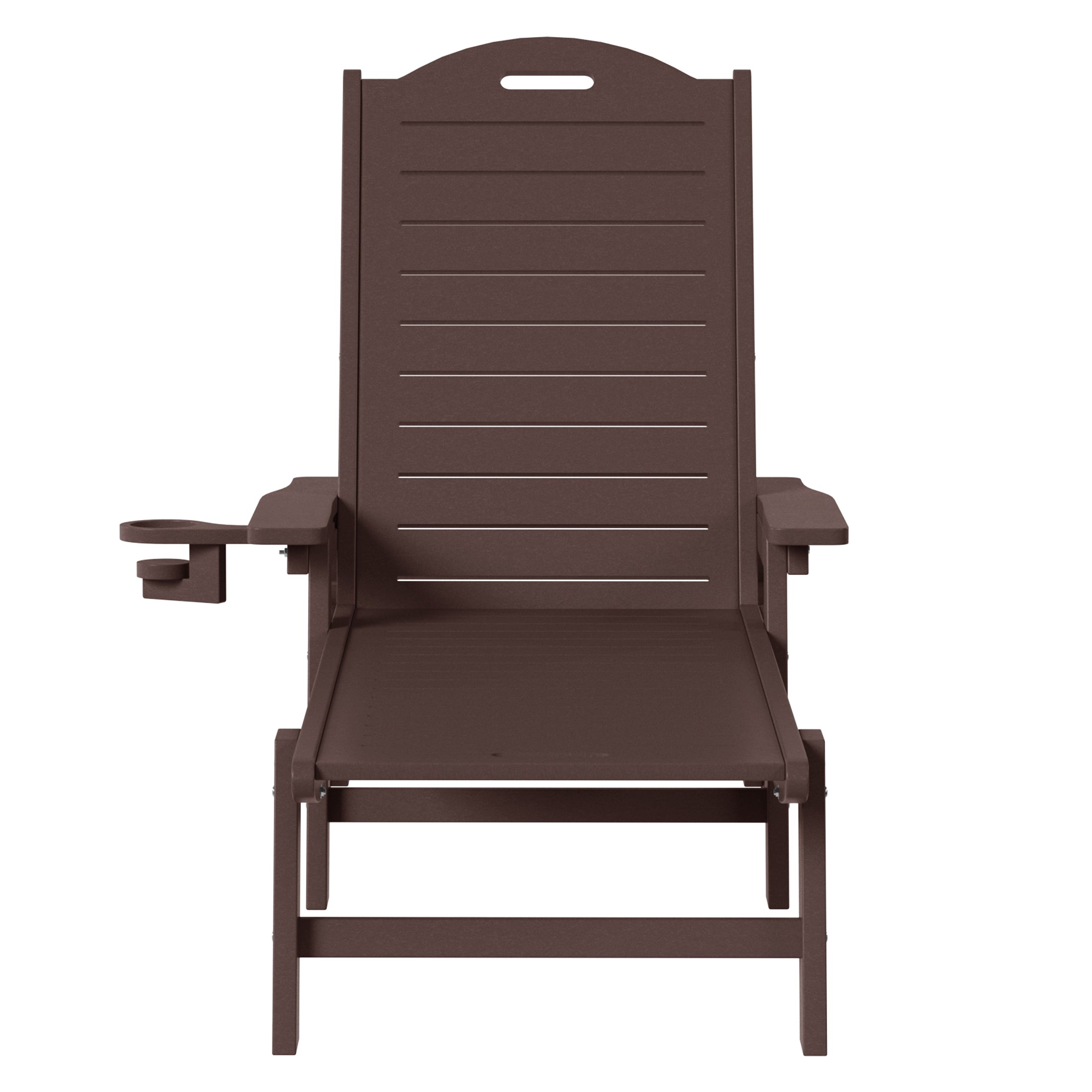 Aruba Outdoor HDPE Patio Chaise Lounge With Wheels & Cup Holder